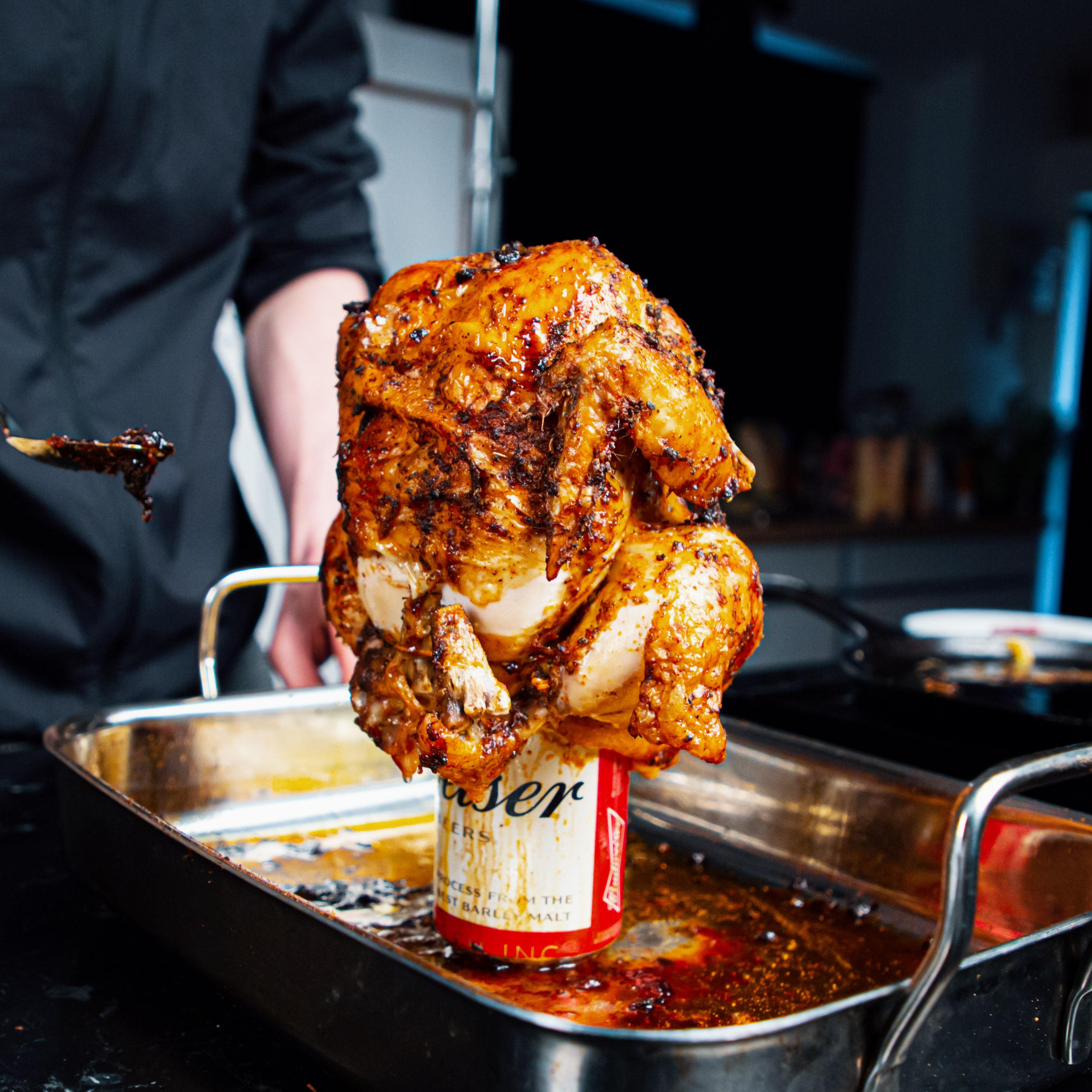 The Juiciest Beer Can Chicken