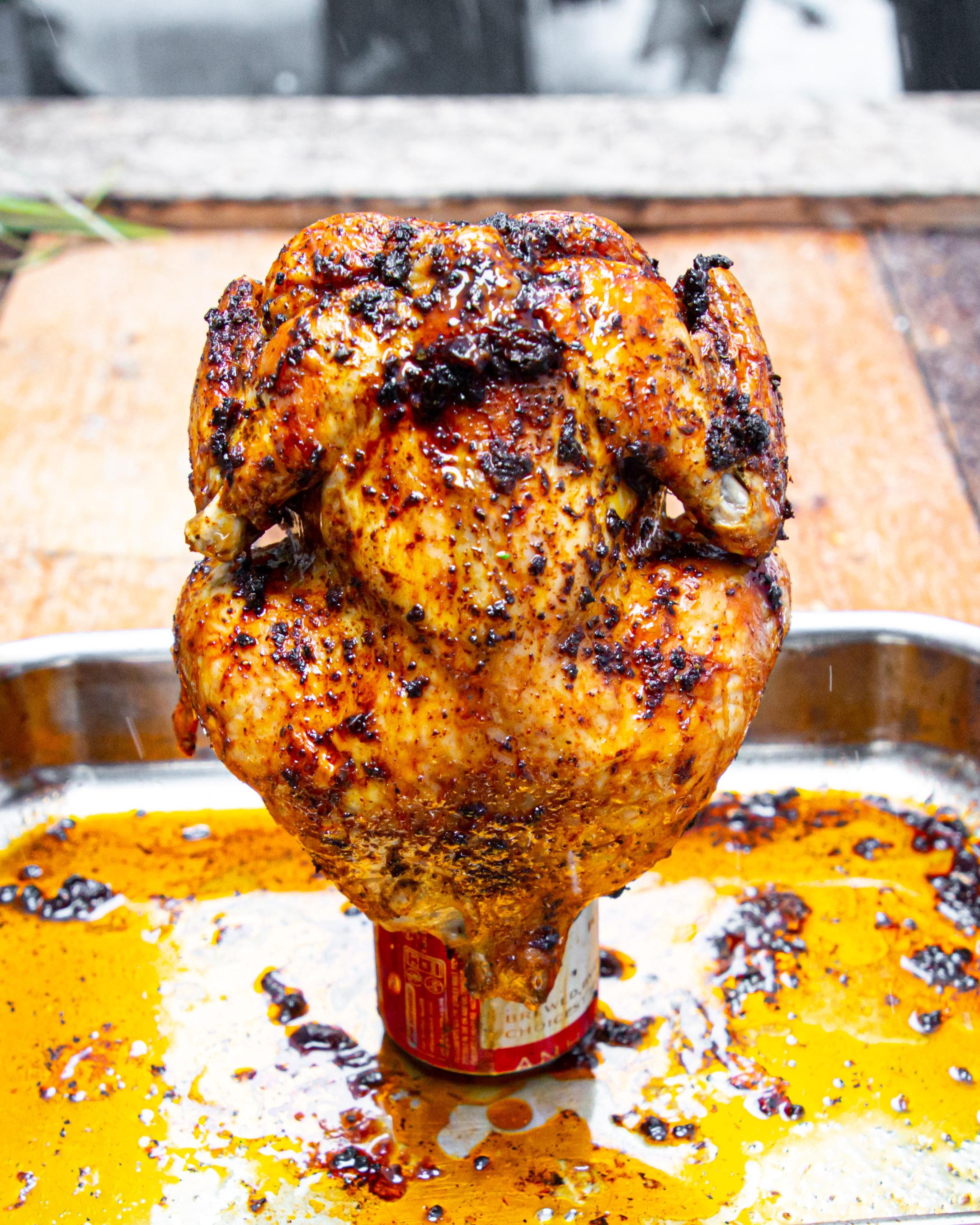 The Juiciest Beer Can Chicken