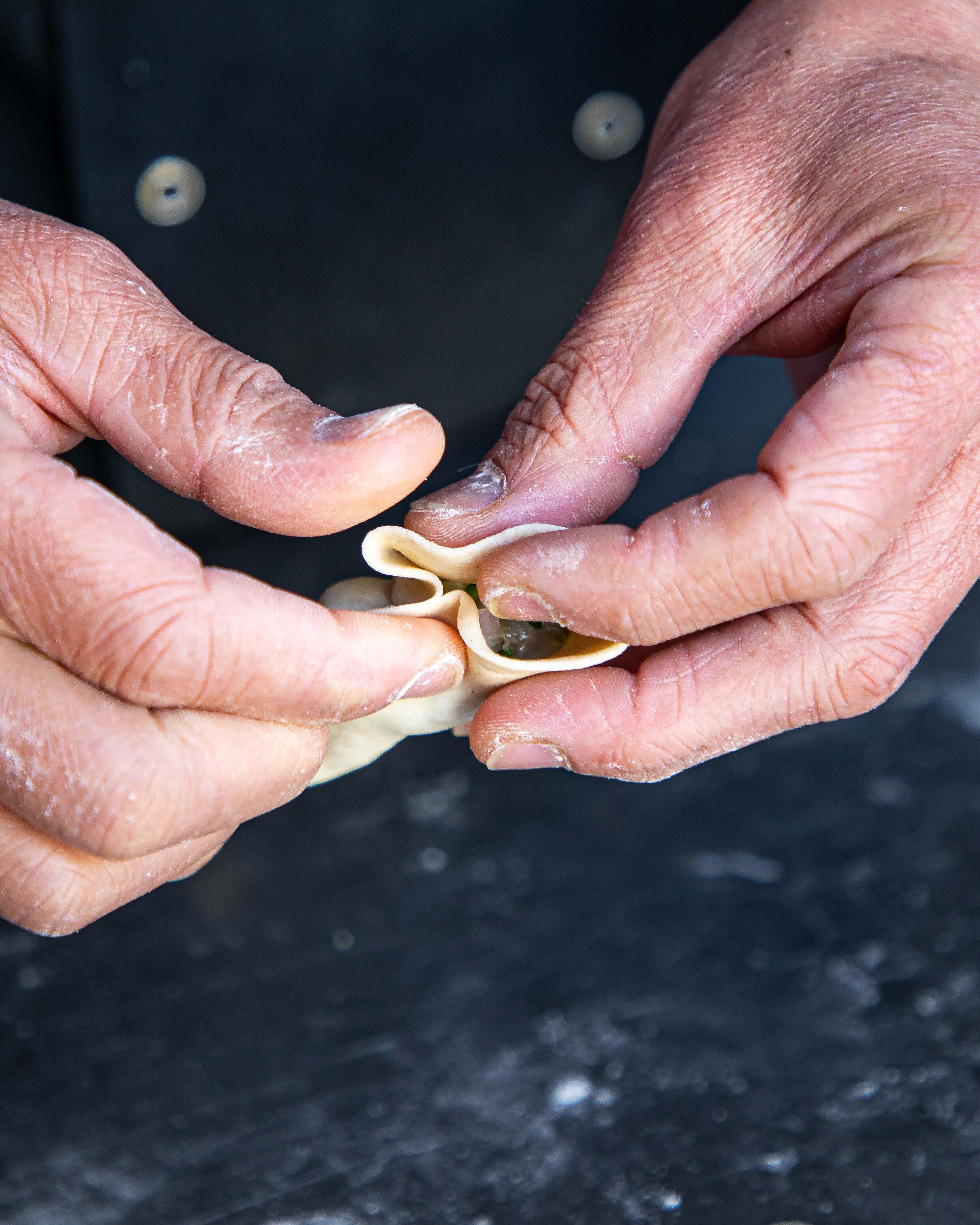 Fold the dumplings