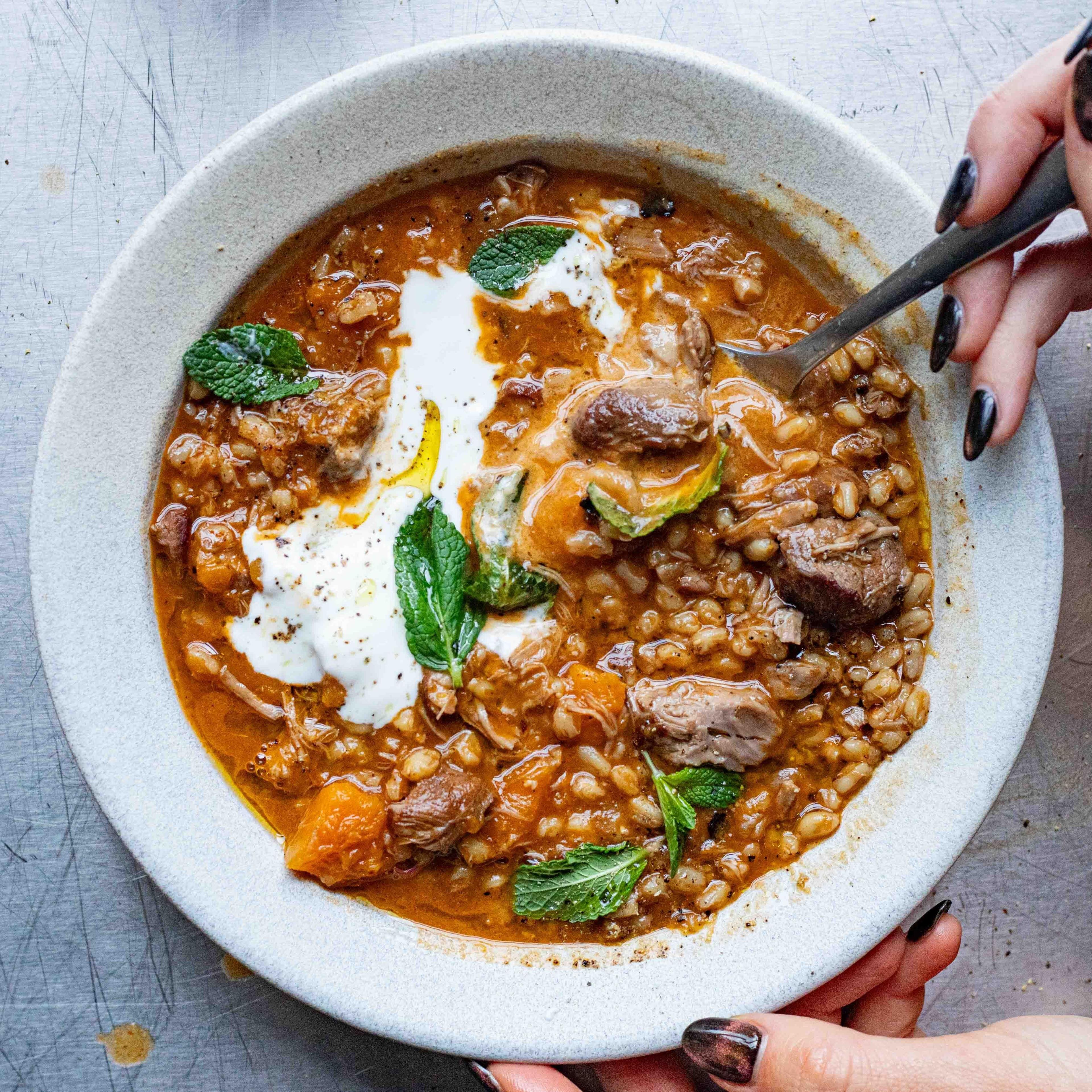 Lamb Stew With Pearl Barley Butternut Squash