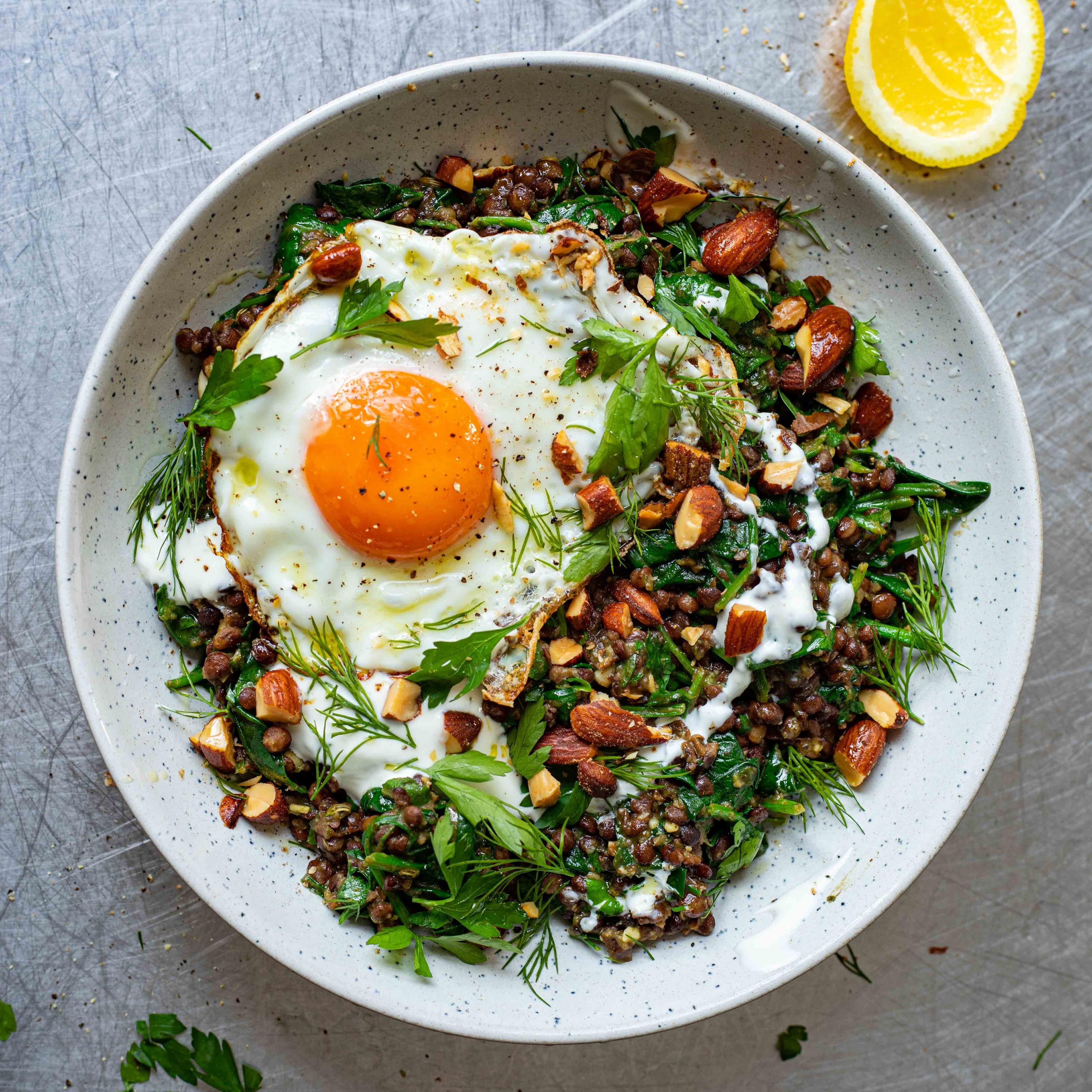 Lemony Spinach Pesto Lentils