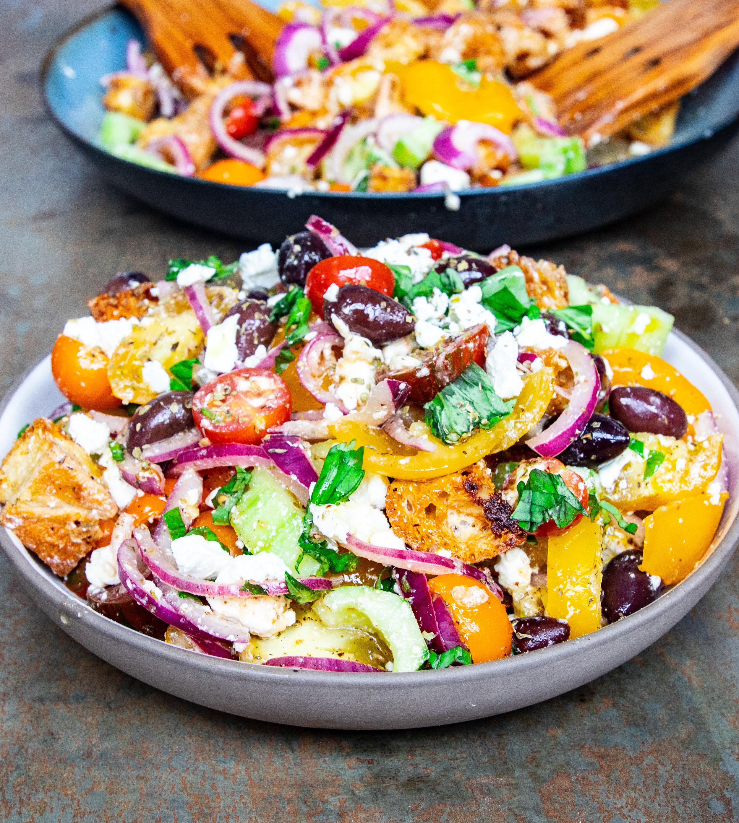 Ultimate Greek Salad with Crouton Twist