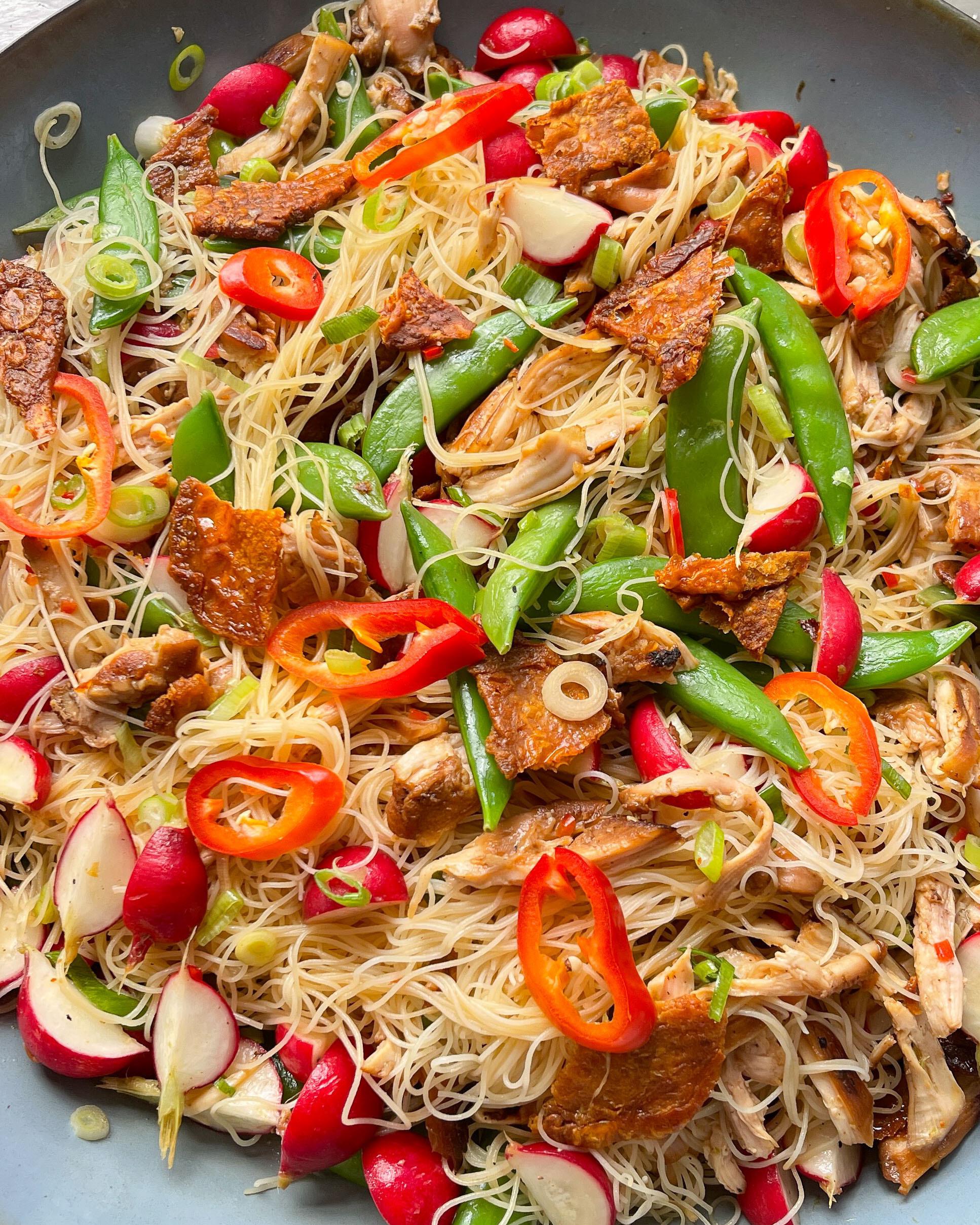 Crispy Chicken Thigh Noodle Salad