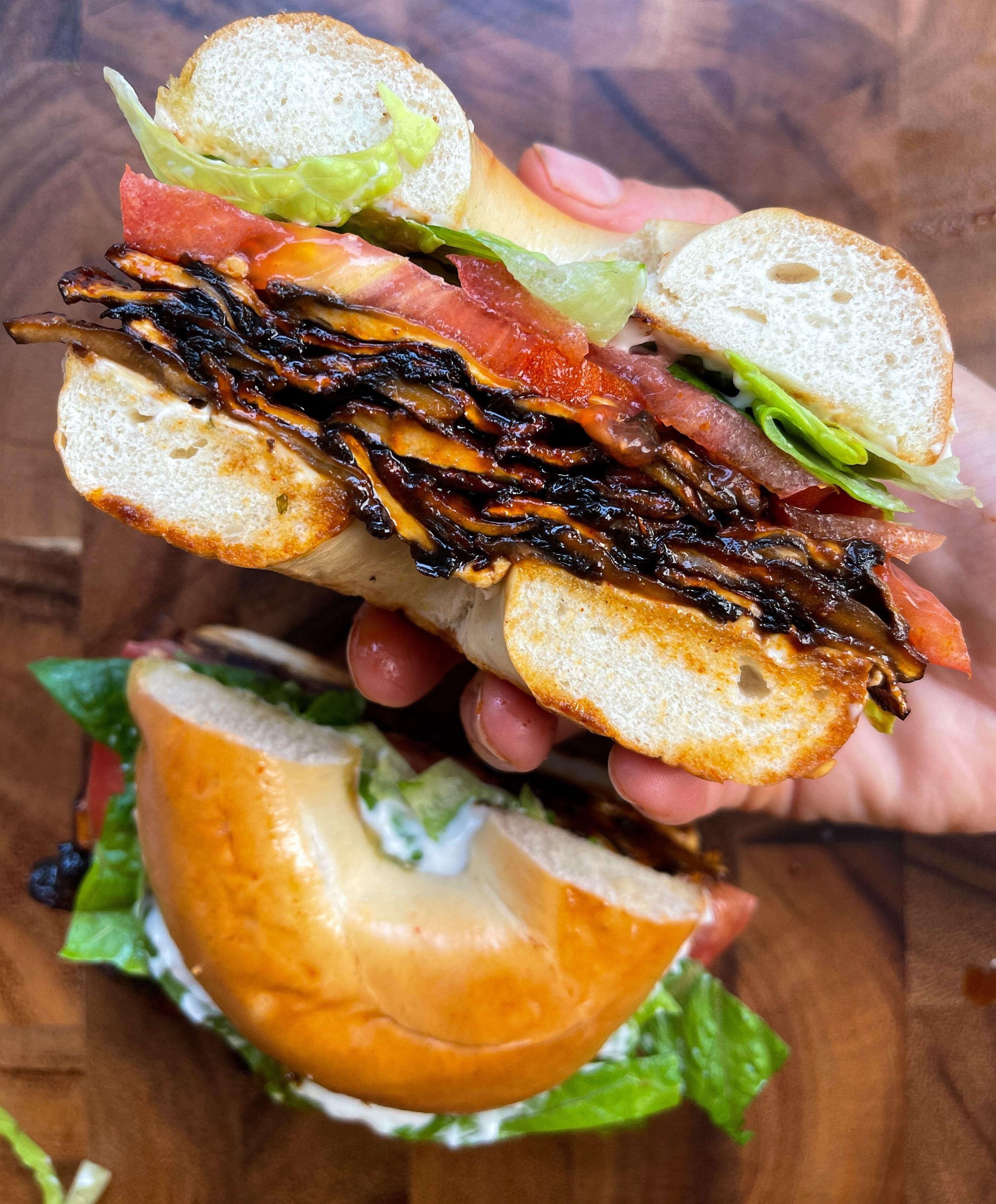 Smoky Maple Mushroom Bagel