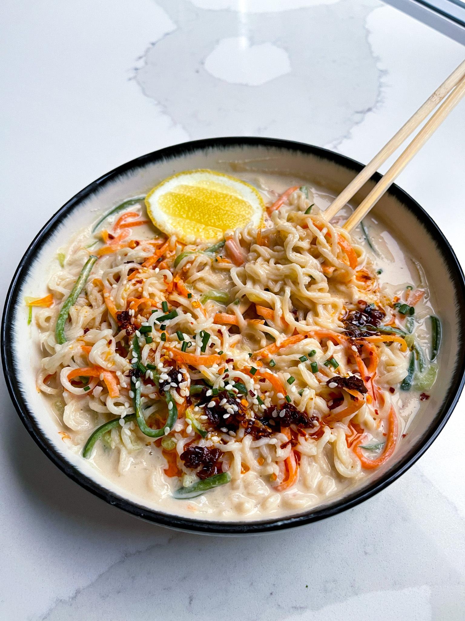 Lemon Tahini Instant Noodles