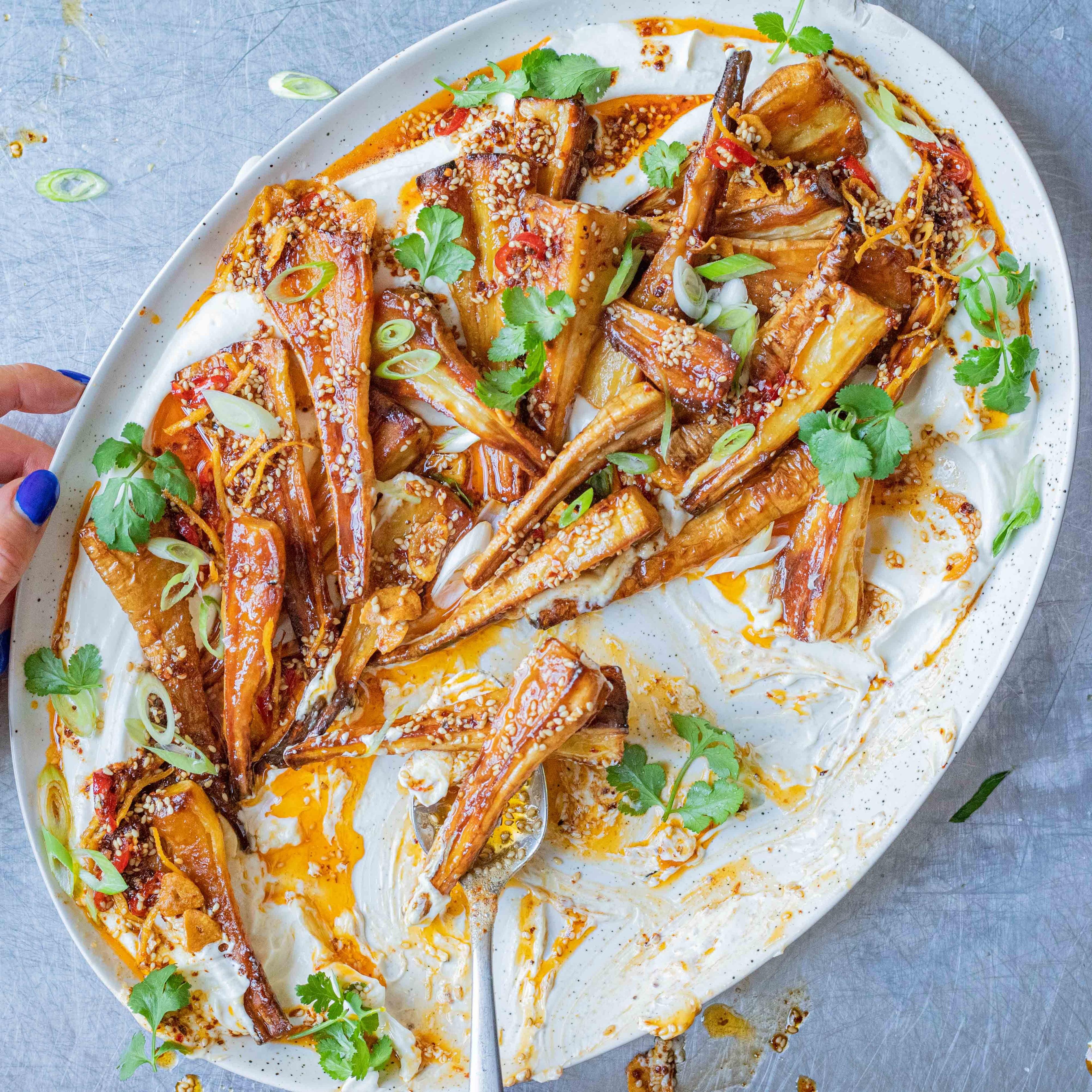 Miso glazed parsnips