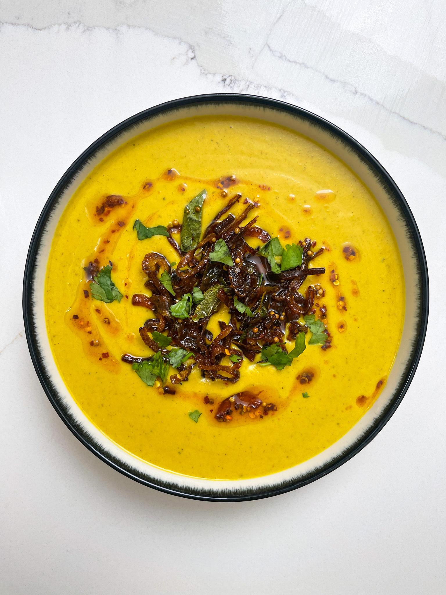 High Protein Cauliflower Soup With Sticky Onions