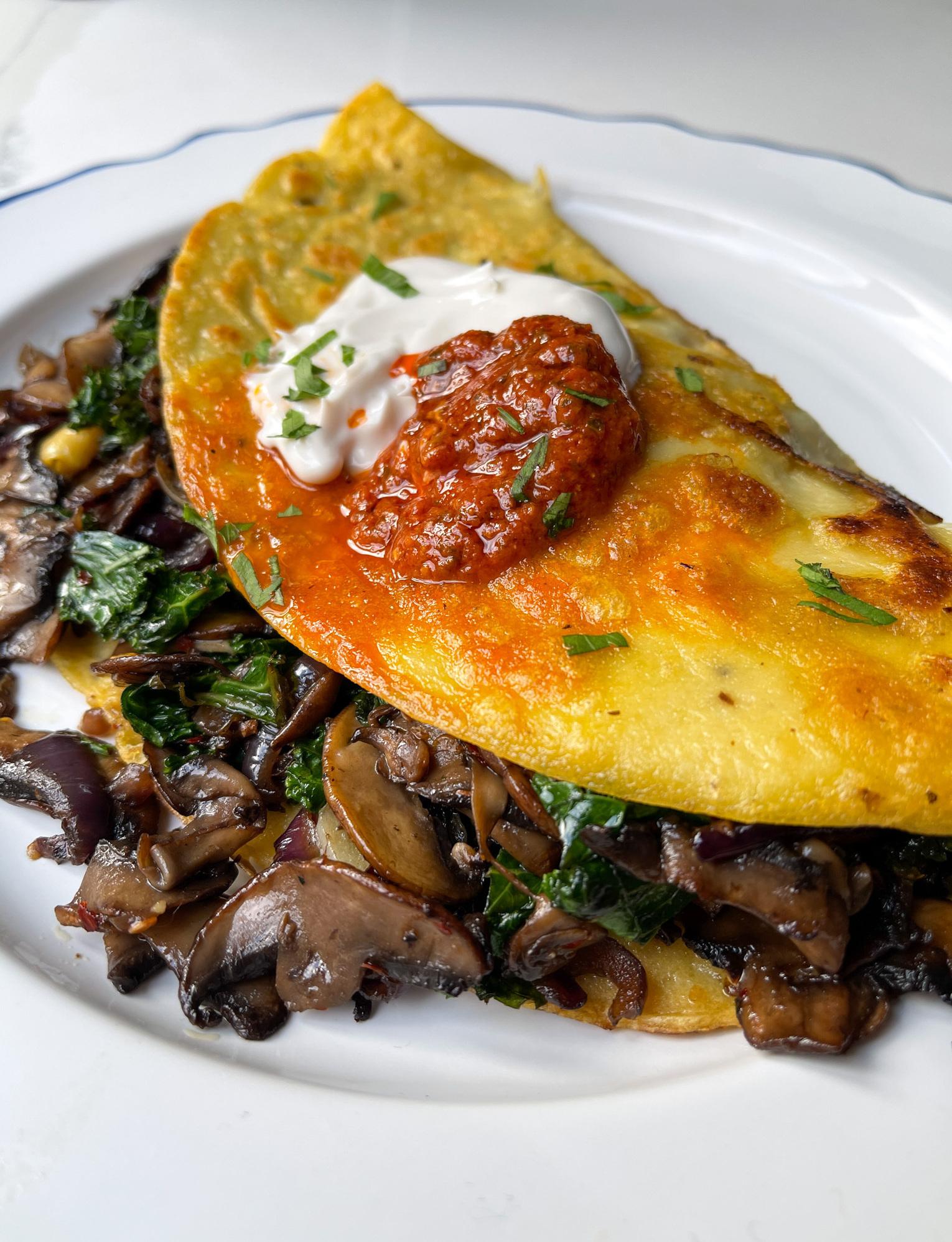 Mushroom Stuffed Savoury Crêpe