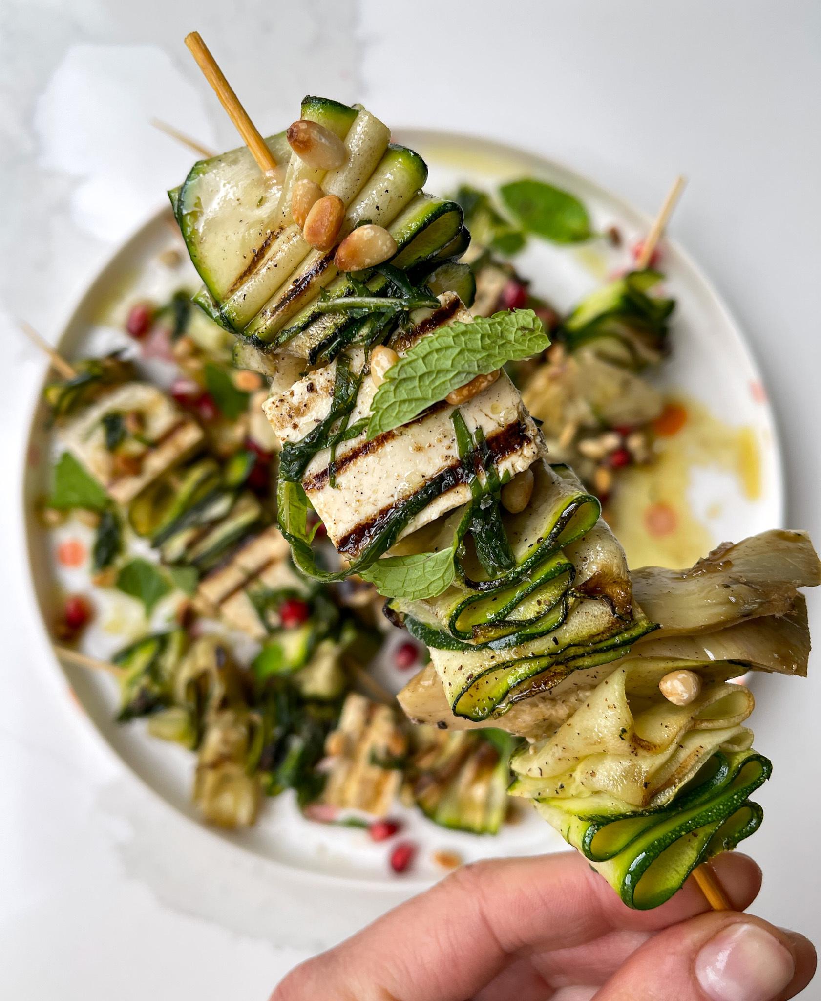 Courgette Skewers With Mint Oil