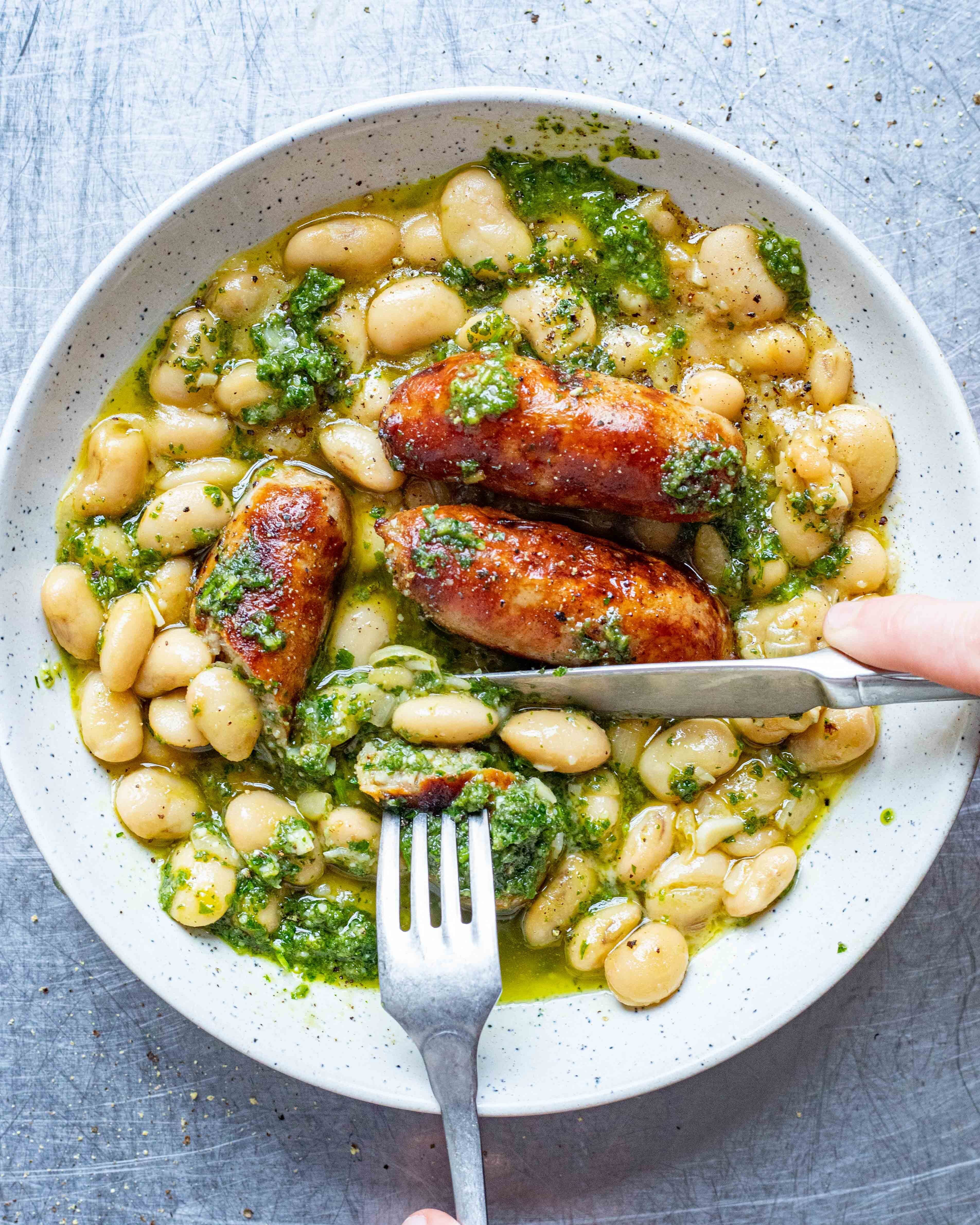 Creamy Butter Beans With Sausage Kale