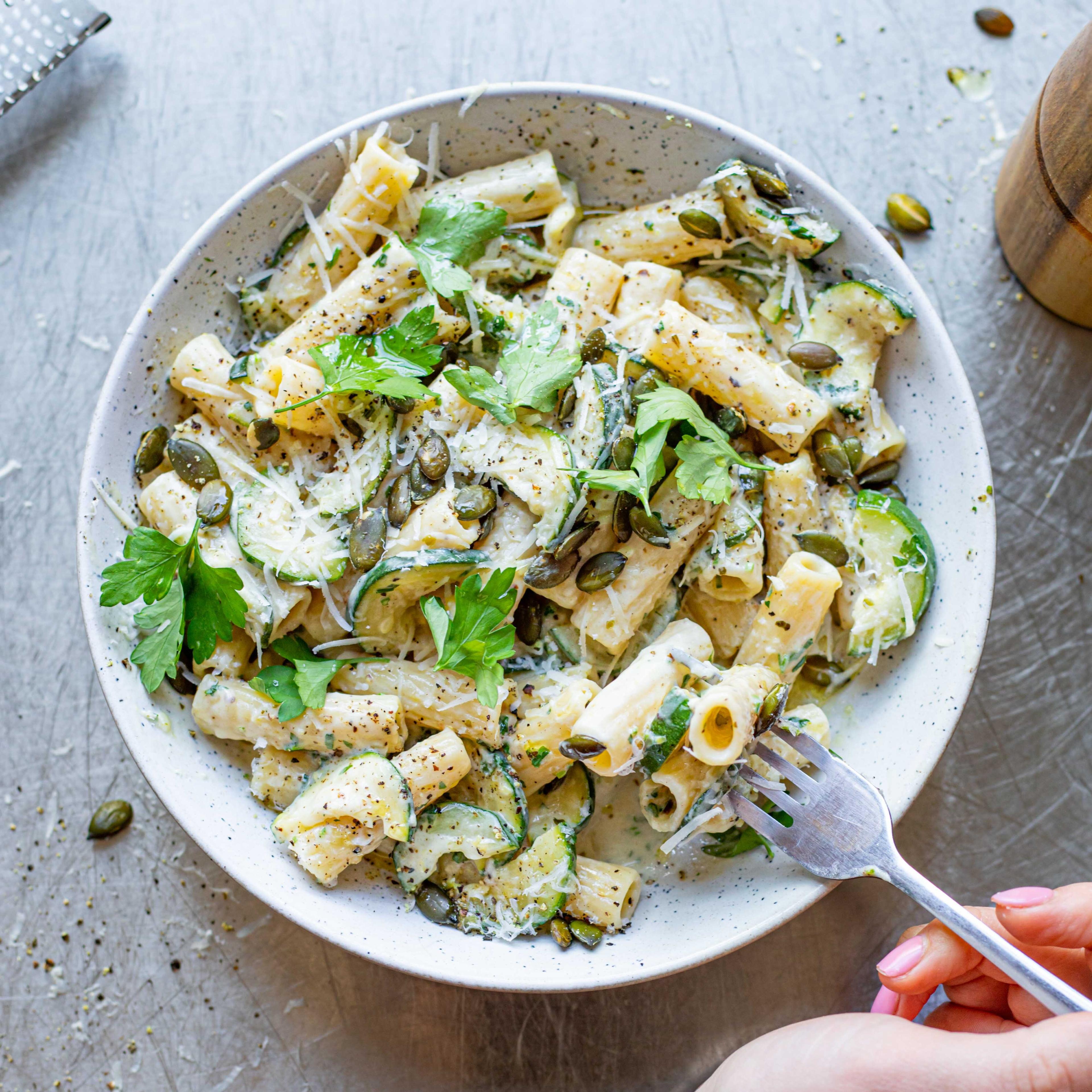 Creamy Courgette Rigatoni Pasta