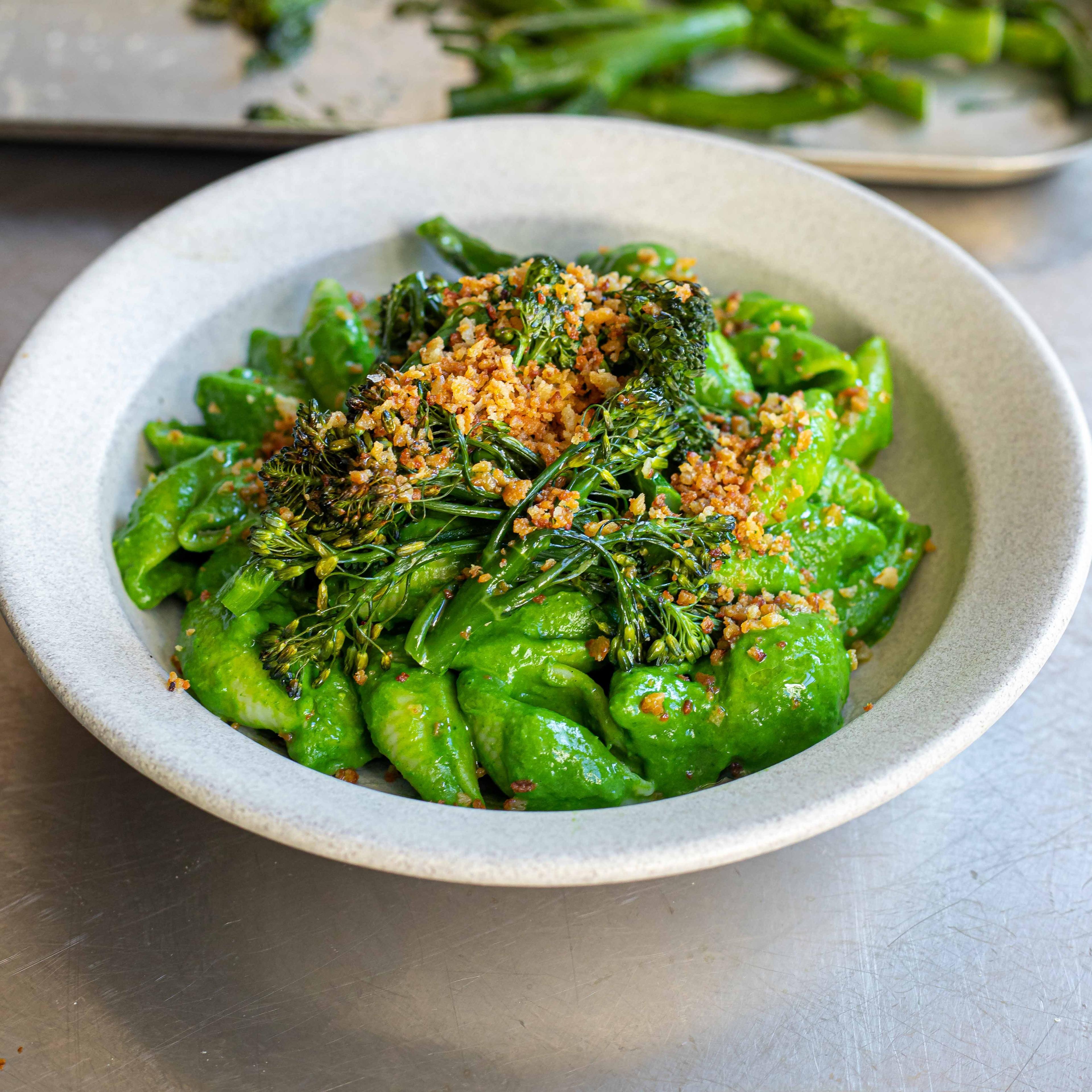 Creamy Kale Conchiglie With Charred Tenderstem