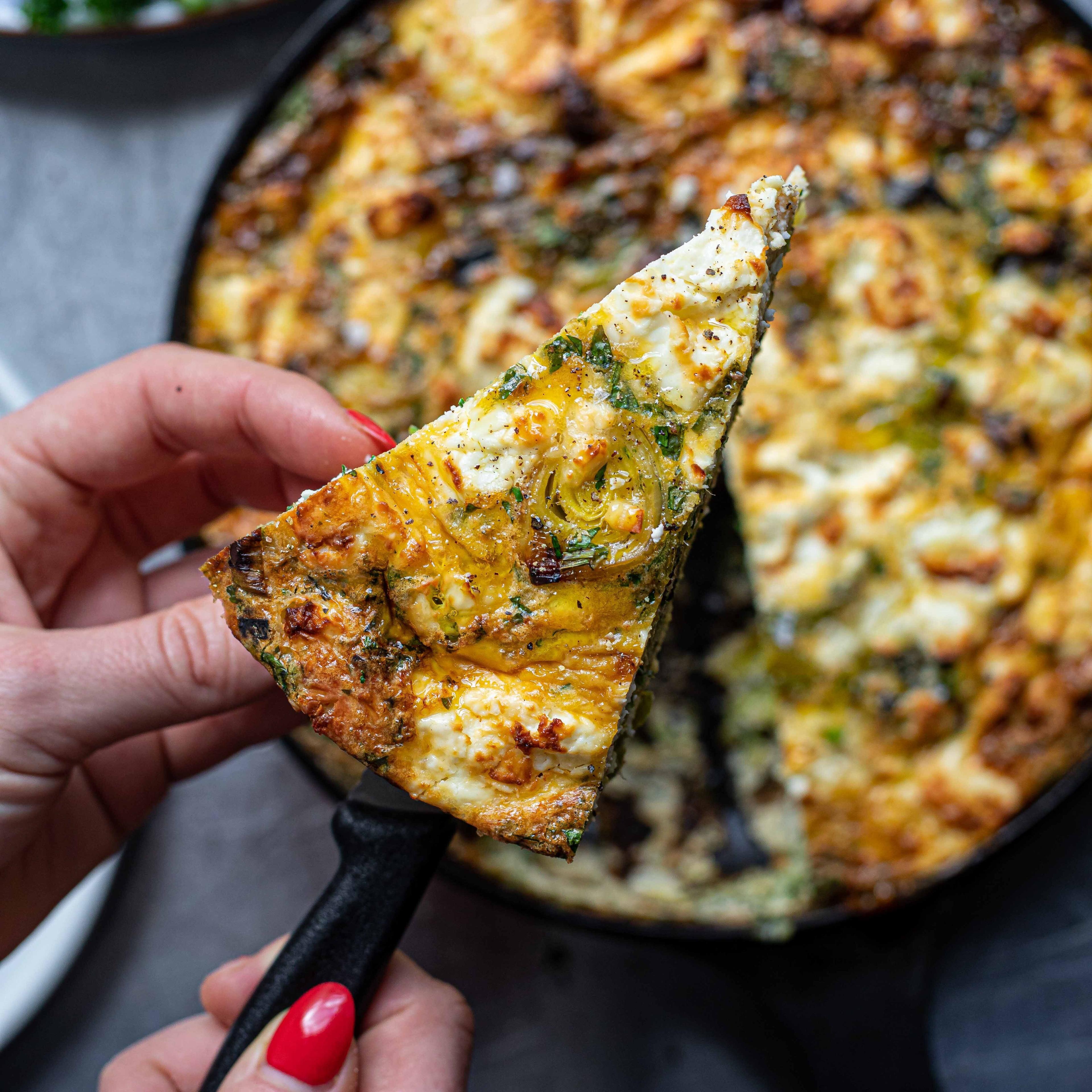 Leek Tenderstem Broc and Feta Frittata