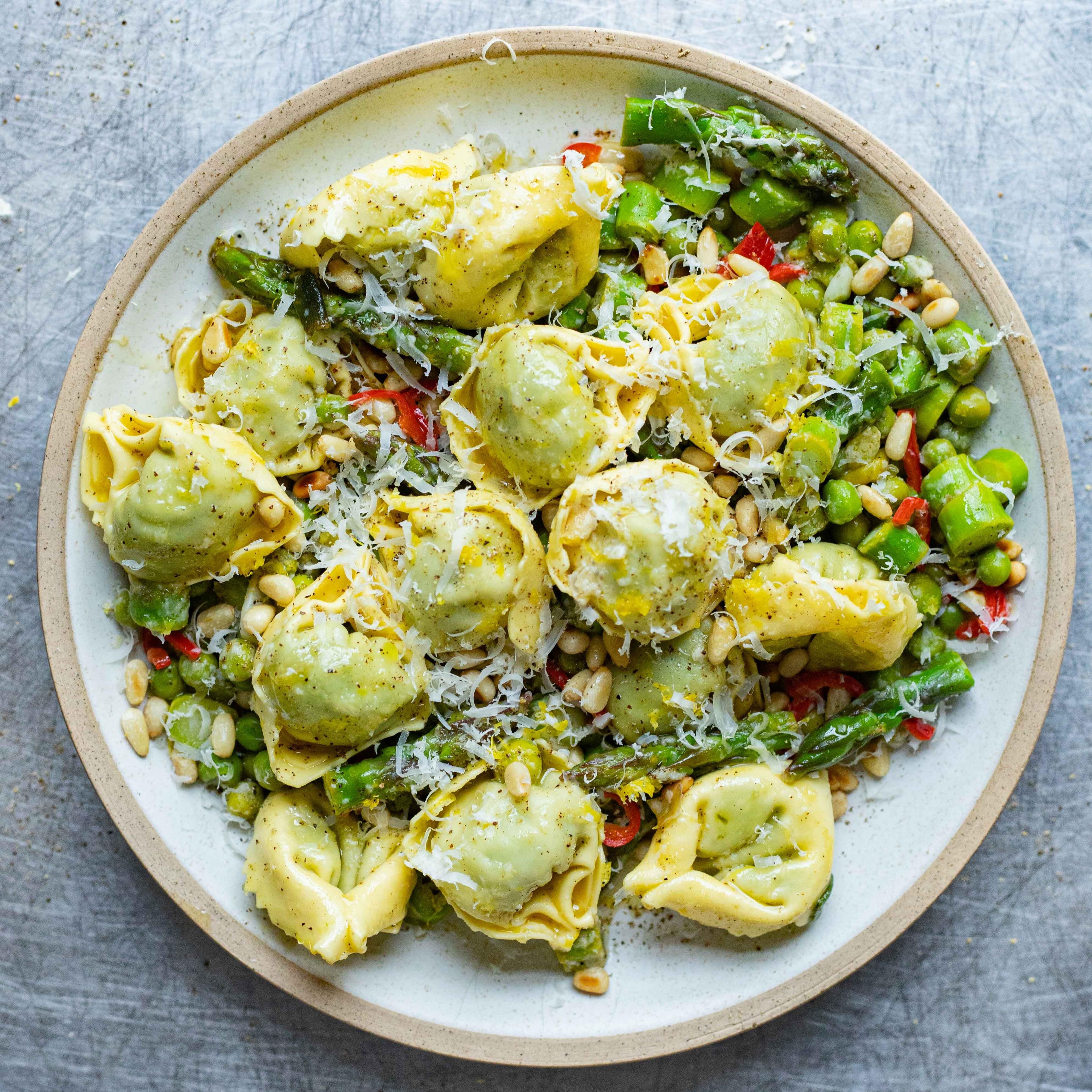 Pea And Asparagus Tortelloni