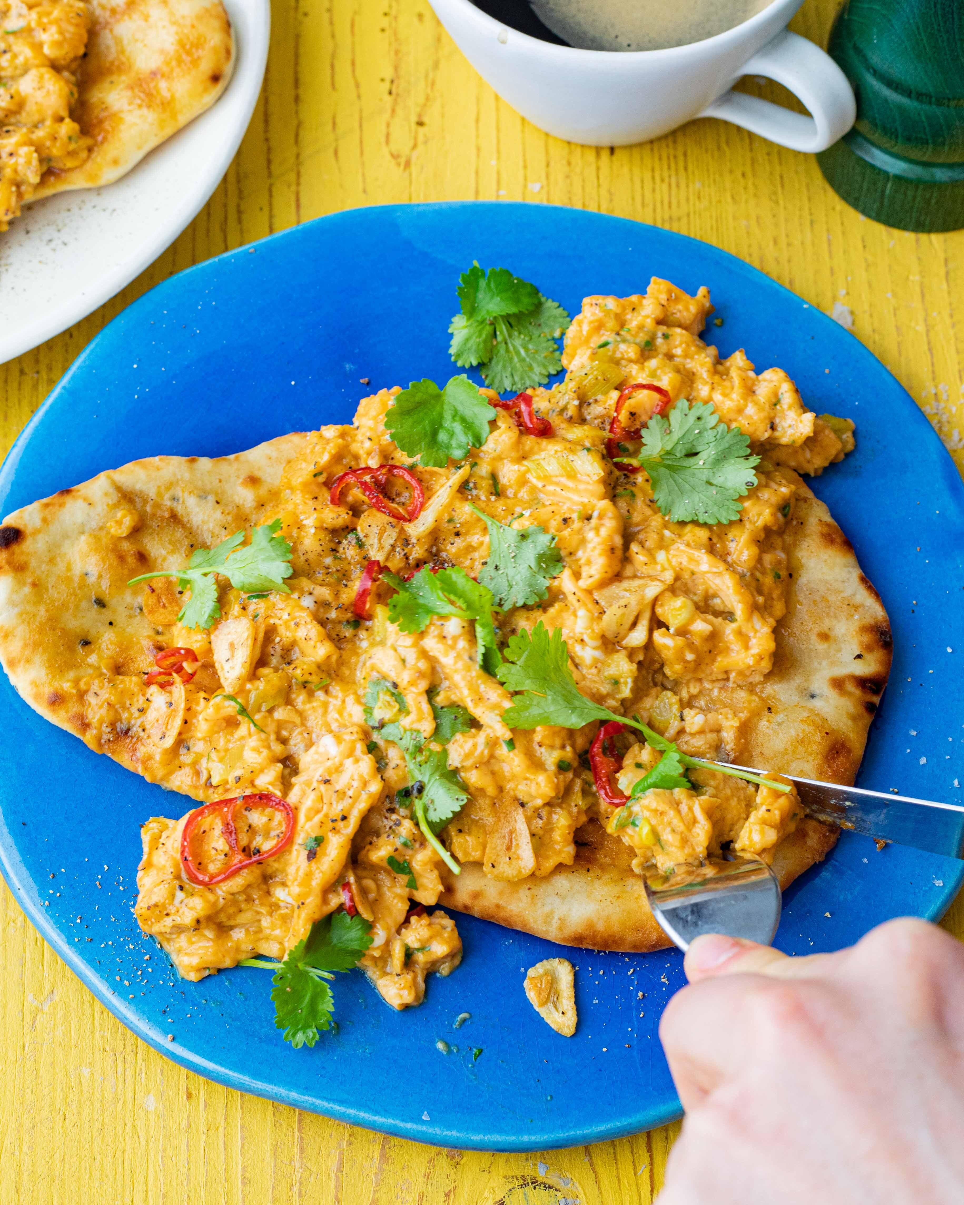 Spiced Scrambled Eggs Naan