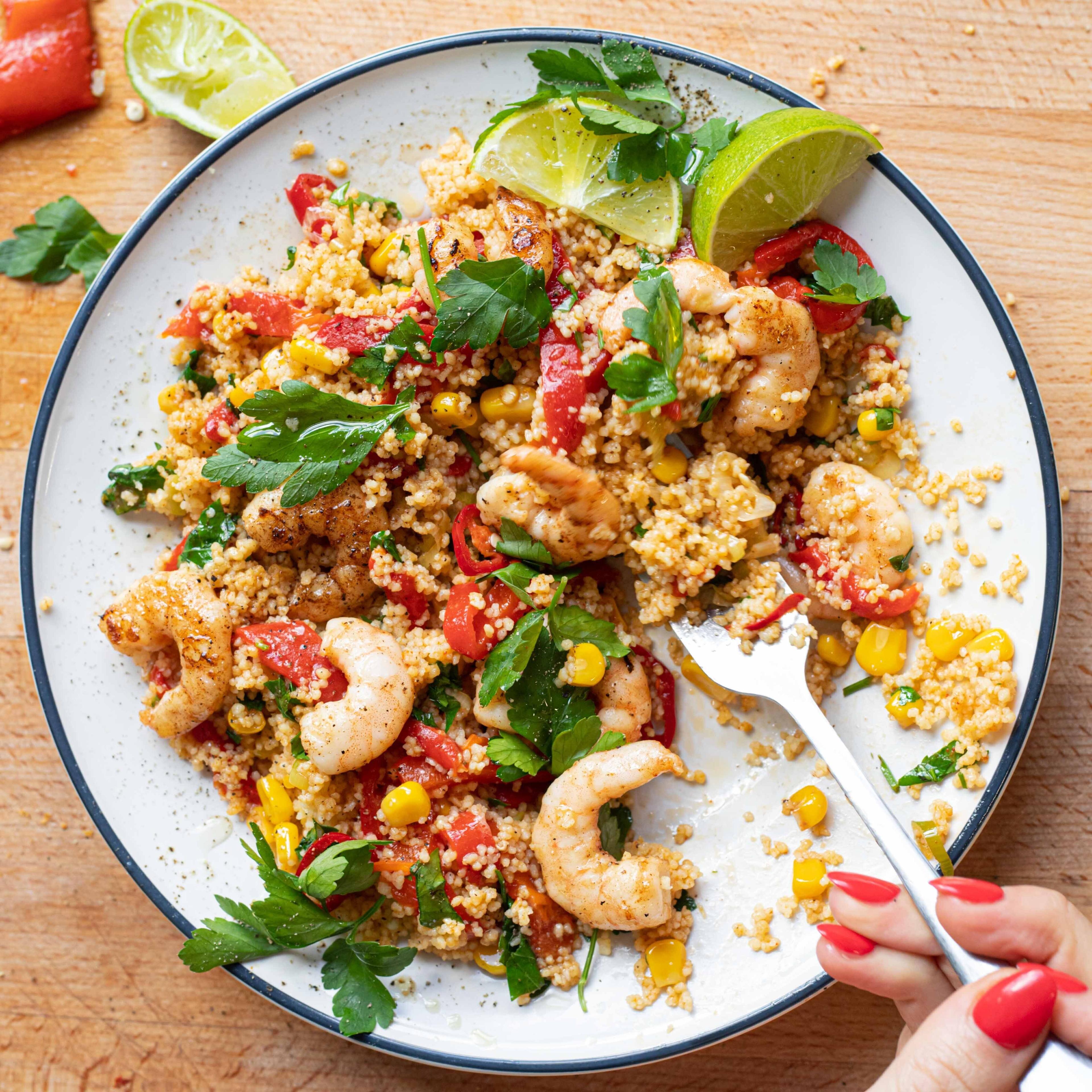 Spicy Couscous Garlic Butter Prawns