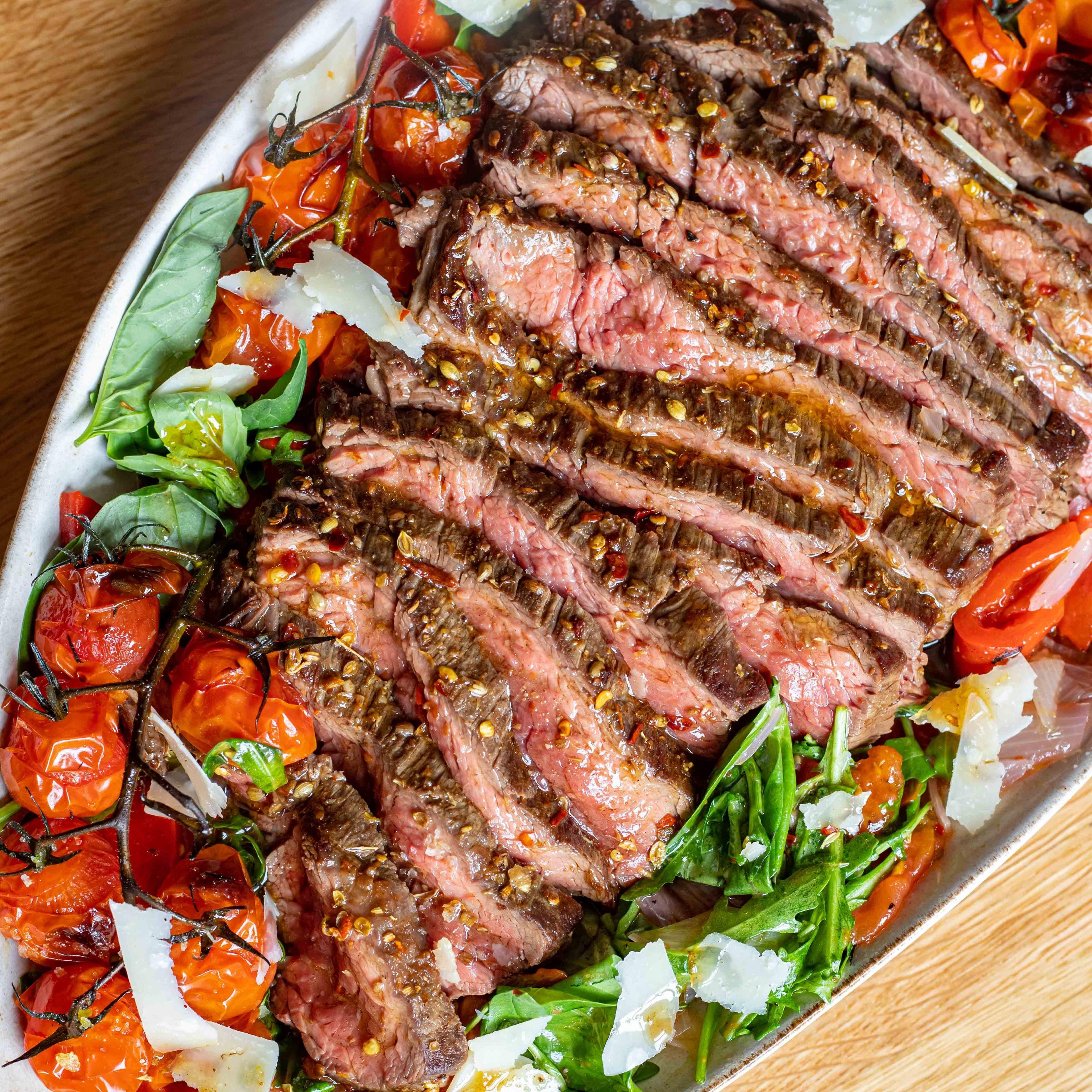 Charred Bavette With Smoked Tomato Salad