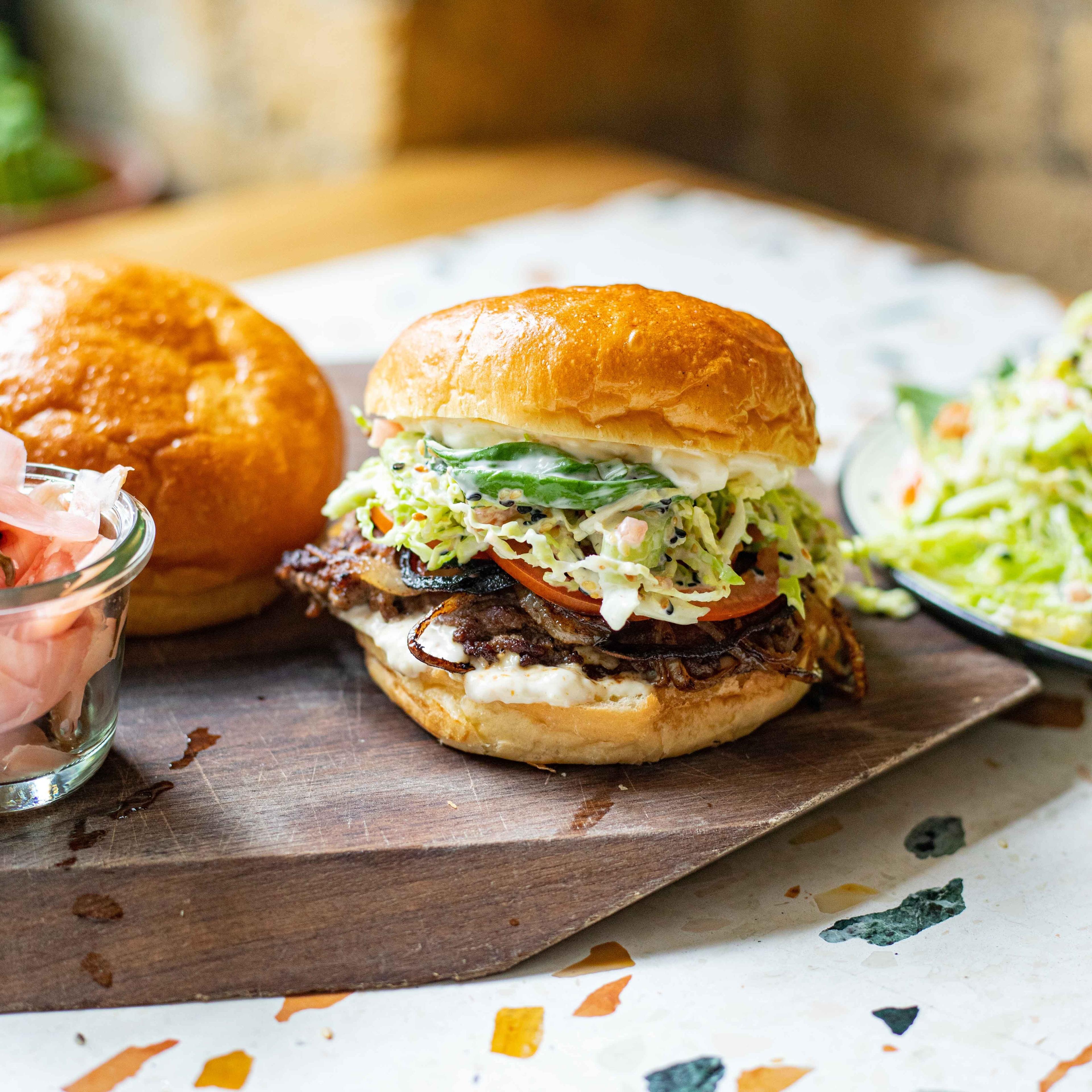 Crunchy Onion Veggie Smash Burgers