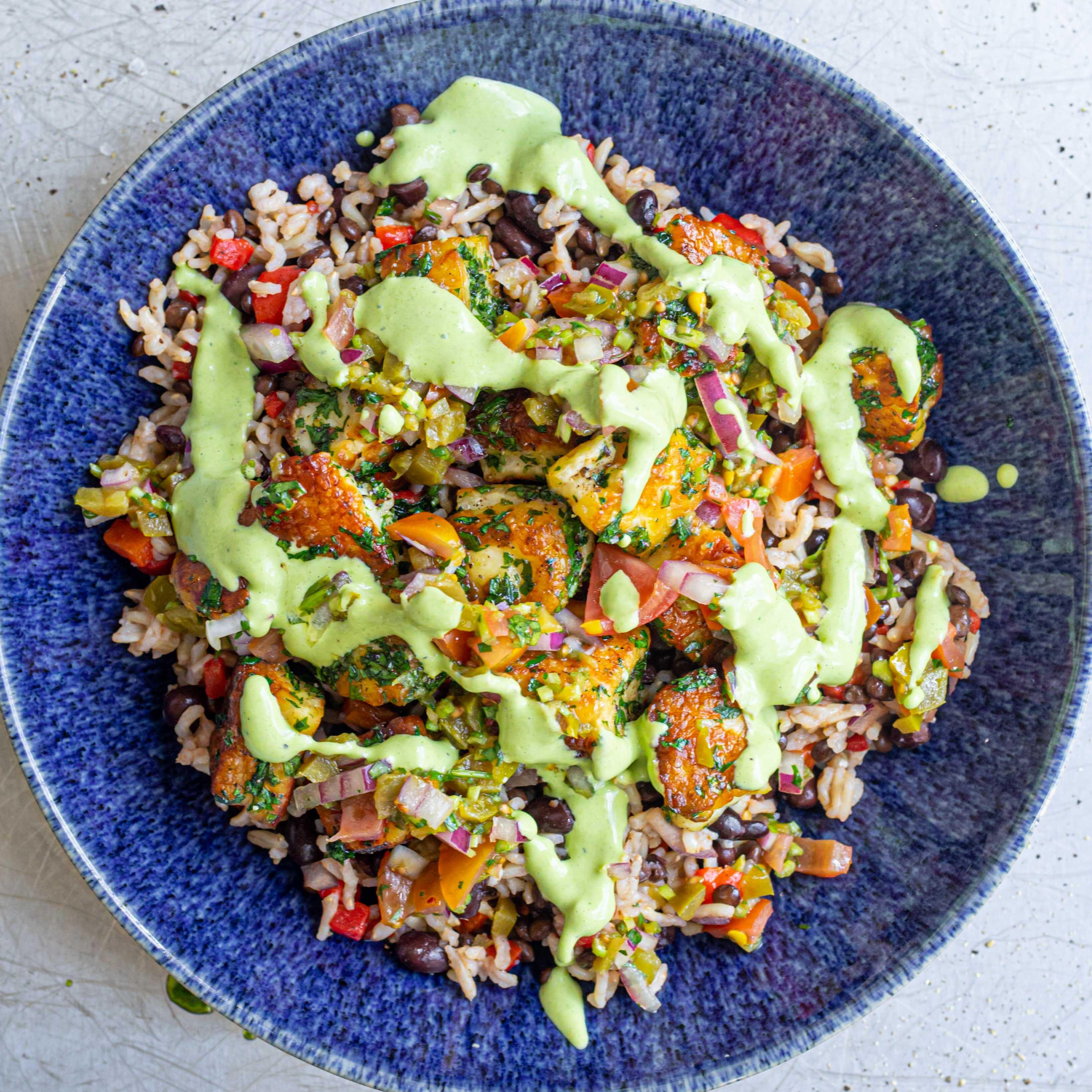 Marinated Halloumi Summer Bowl With Spicy Pico De Gallo