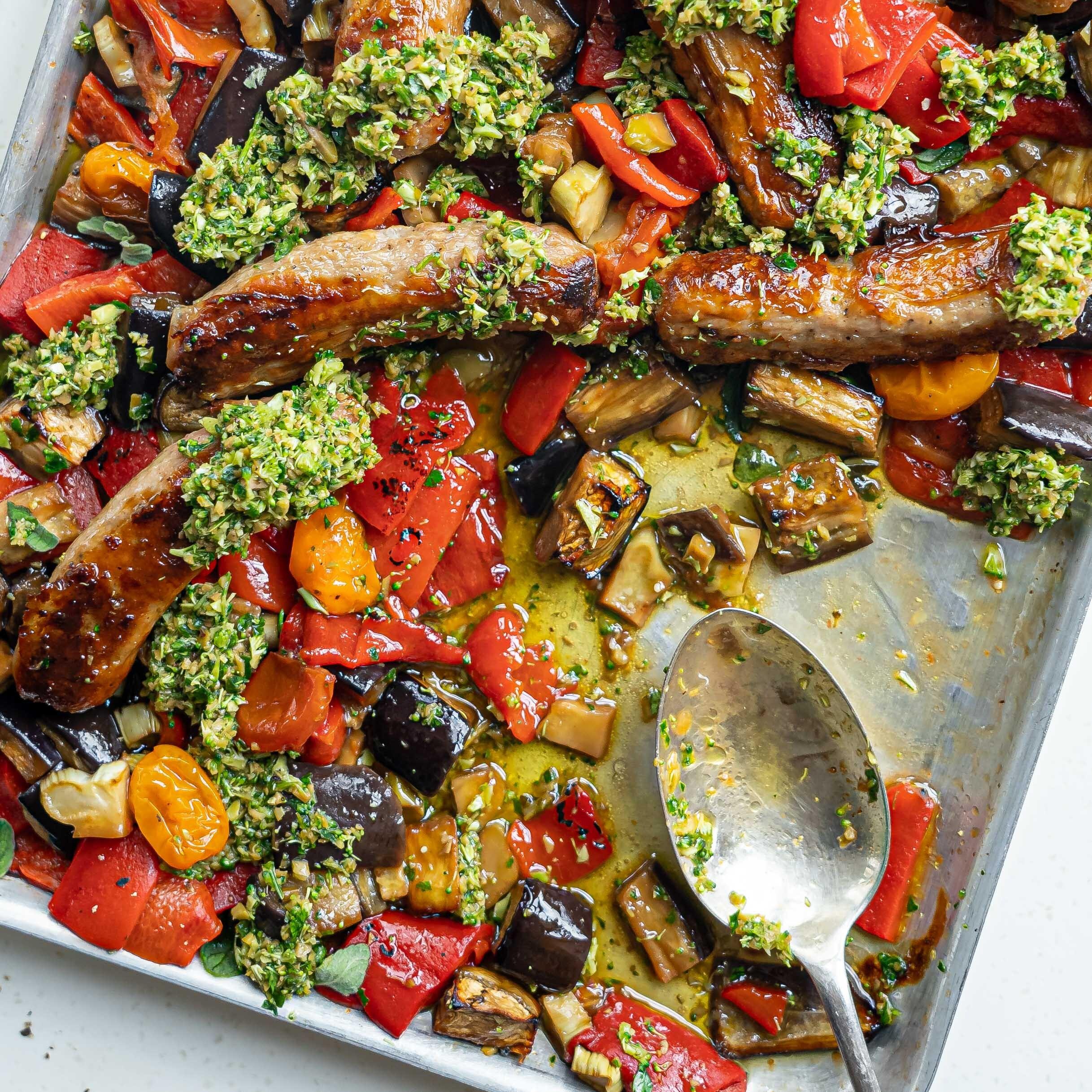 Sausage Traybake With Broccoli Salsa