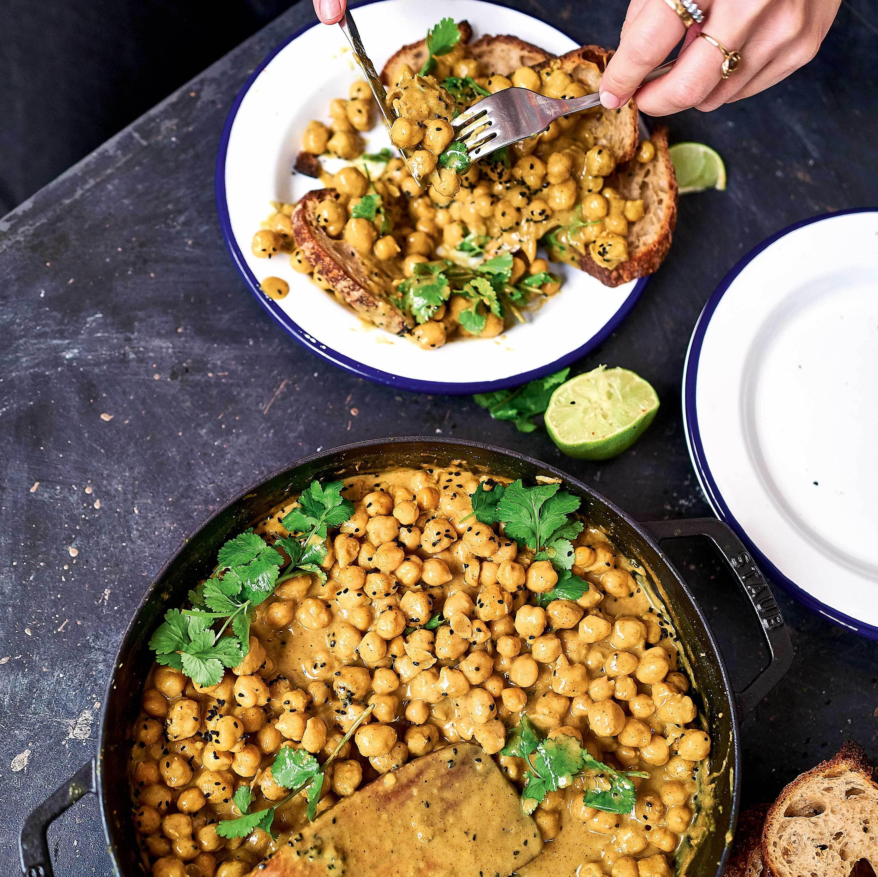 Curried Coconut Chickpeas On Toast