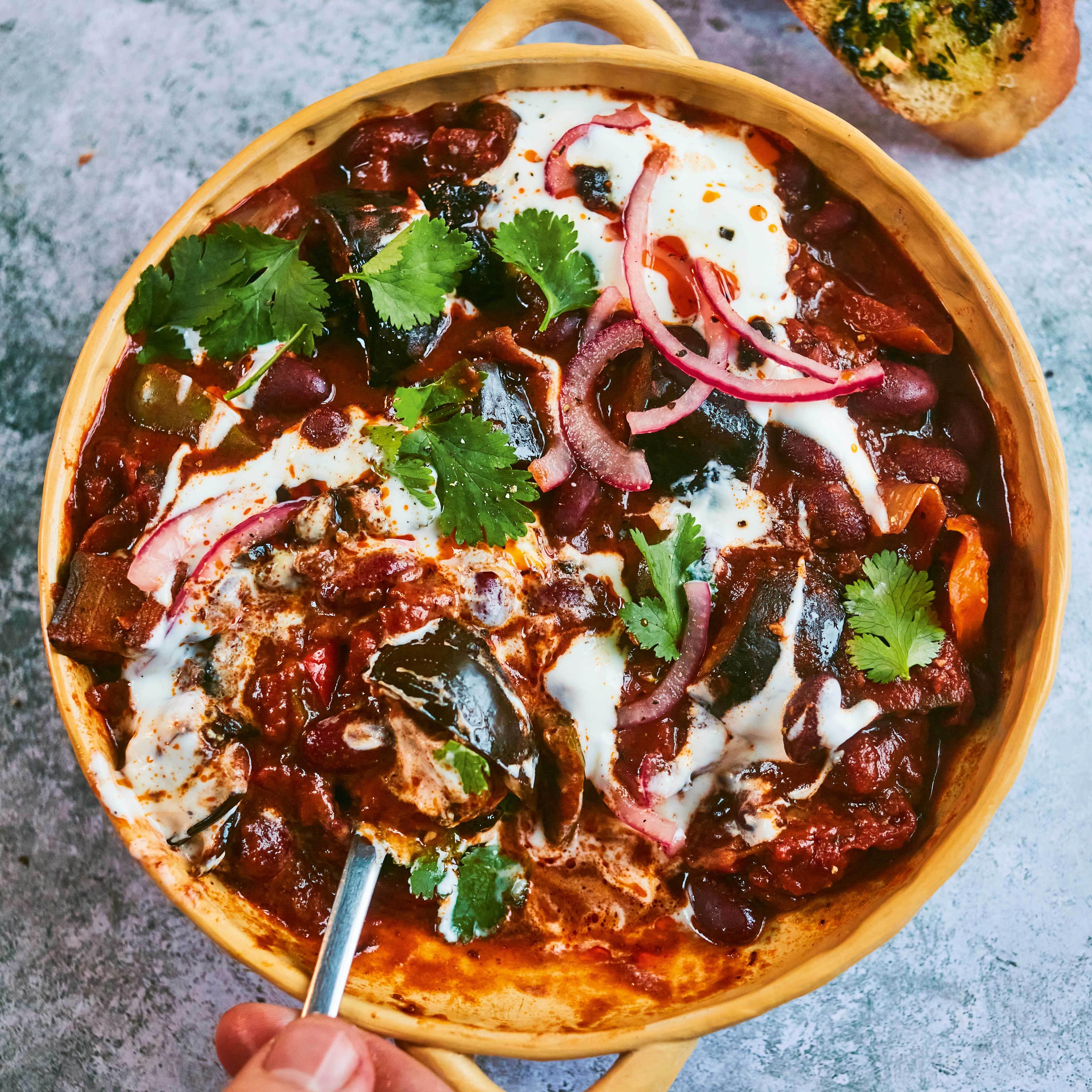 Smoky Aubergine Red Pepper Chilli