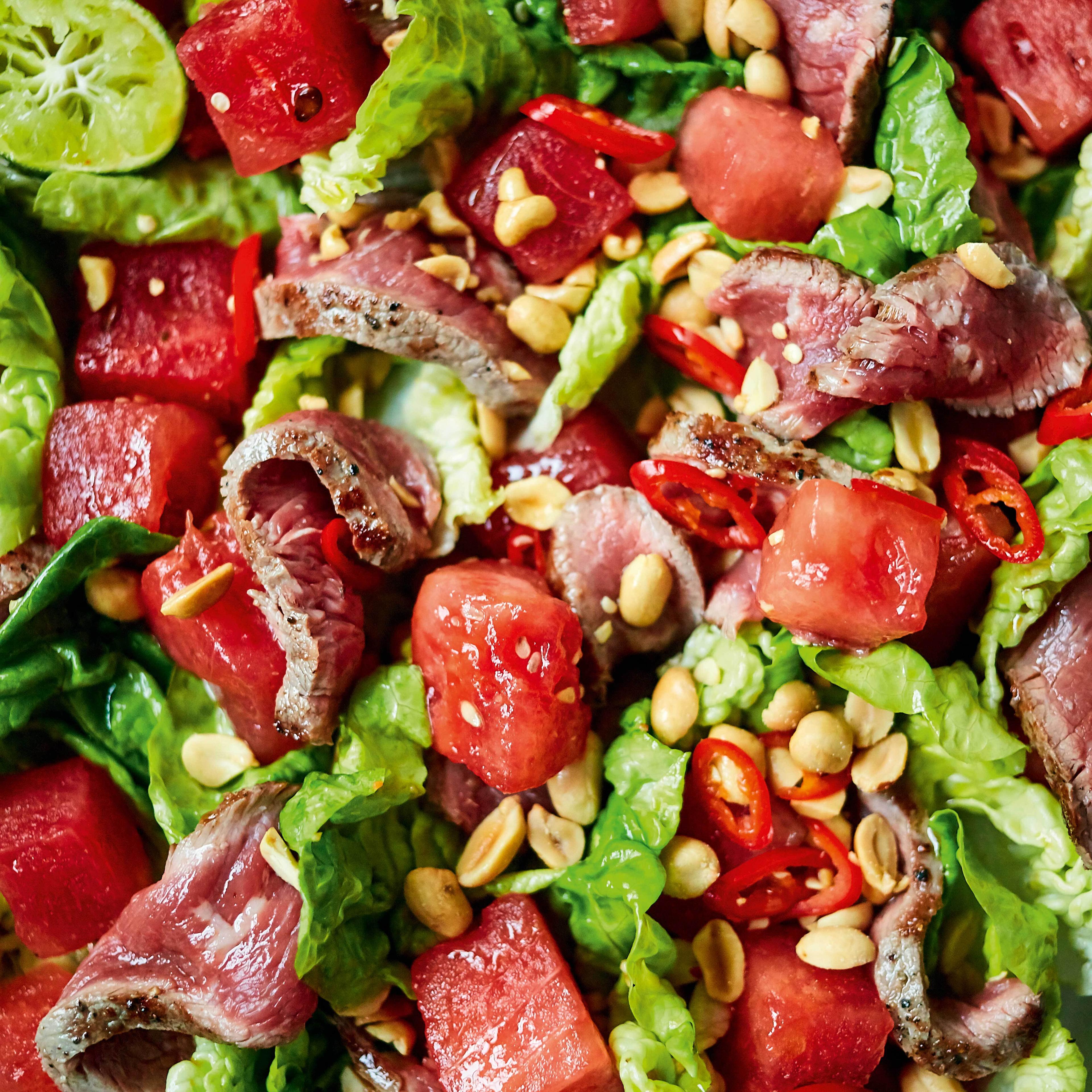 Steak Watermelon Peanut Salad