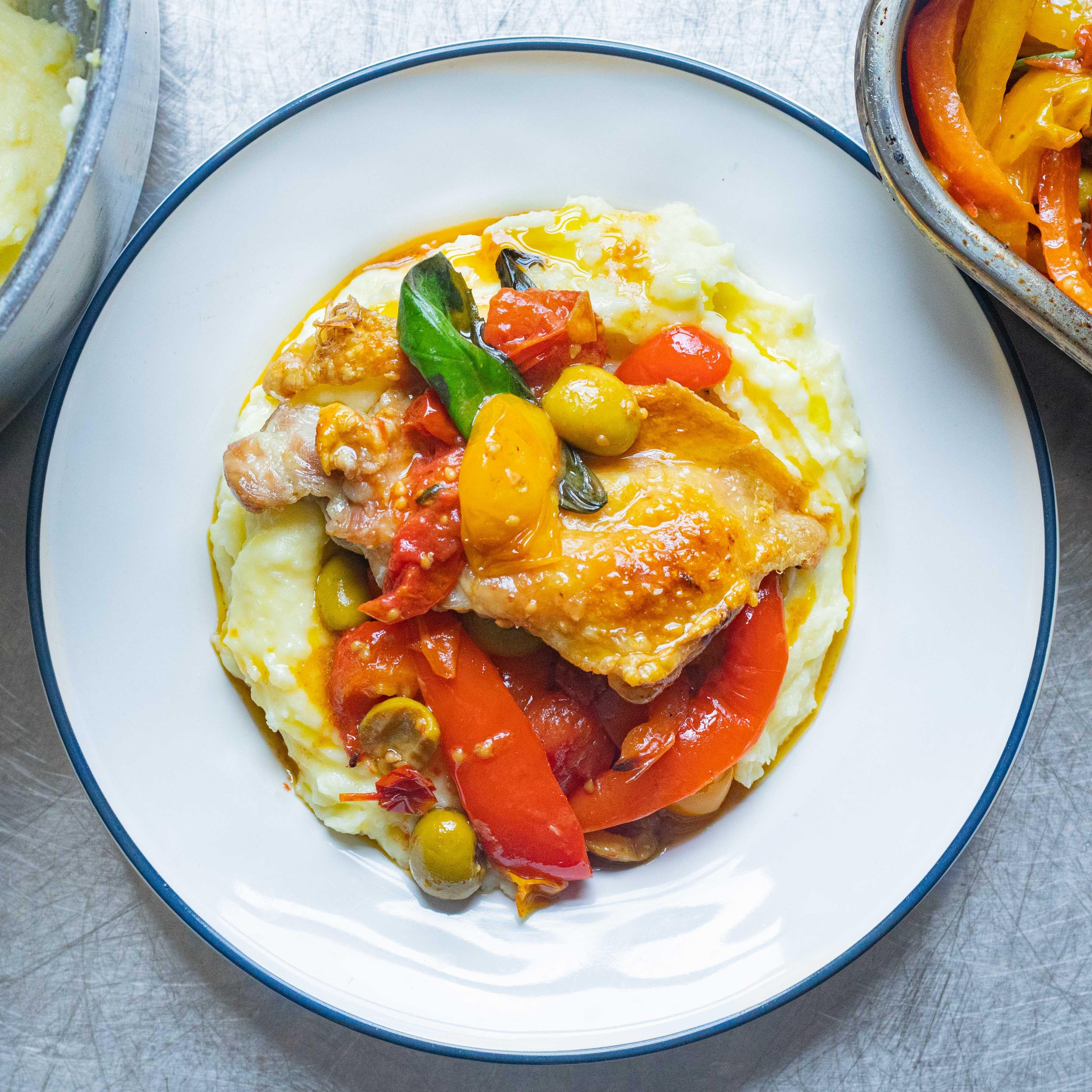 Baked Chicken Peperonata Parmesan Mash Recipe