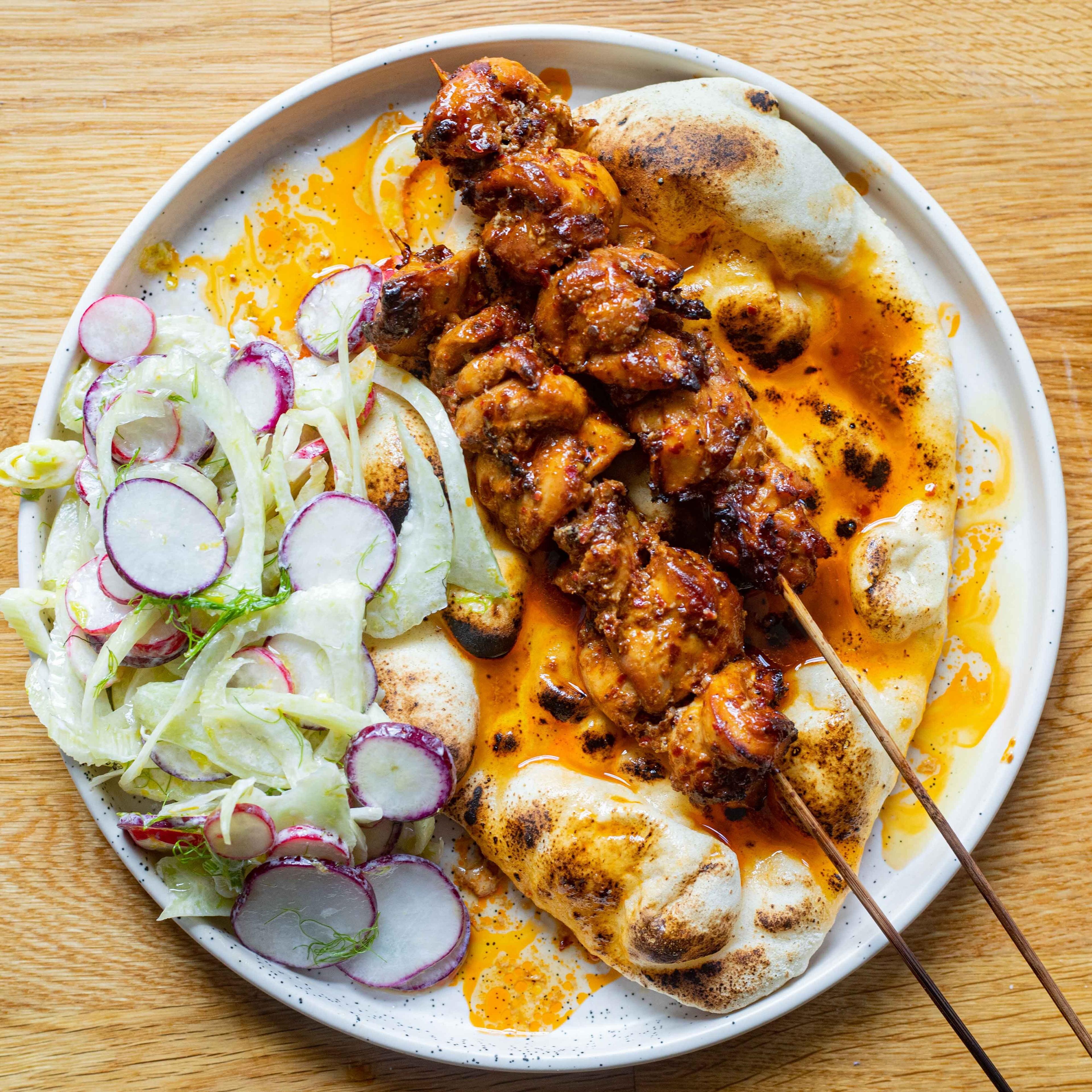 Harissa Yoghurt Marinade Chicken Skewers Zesty Yoghurt Slaw