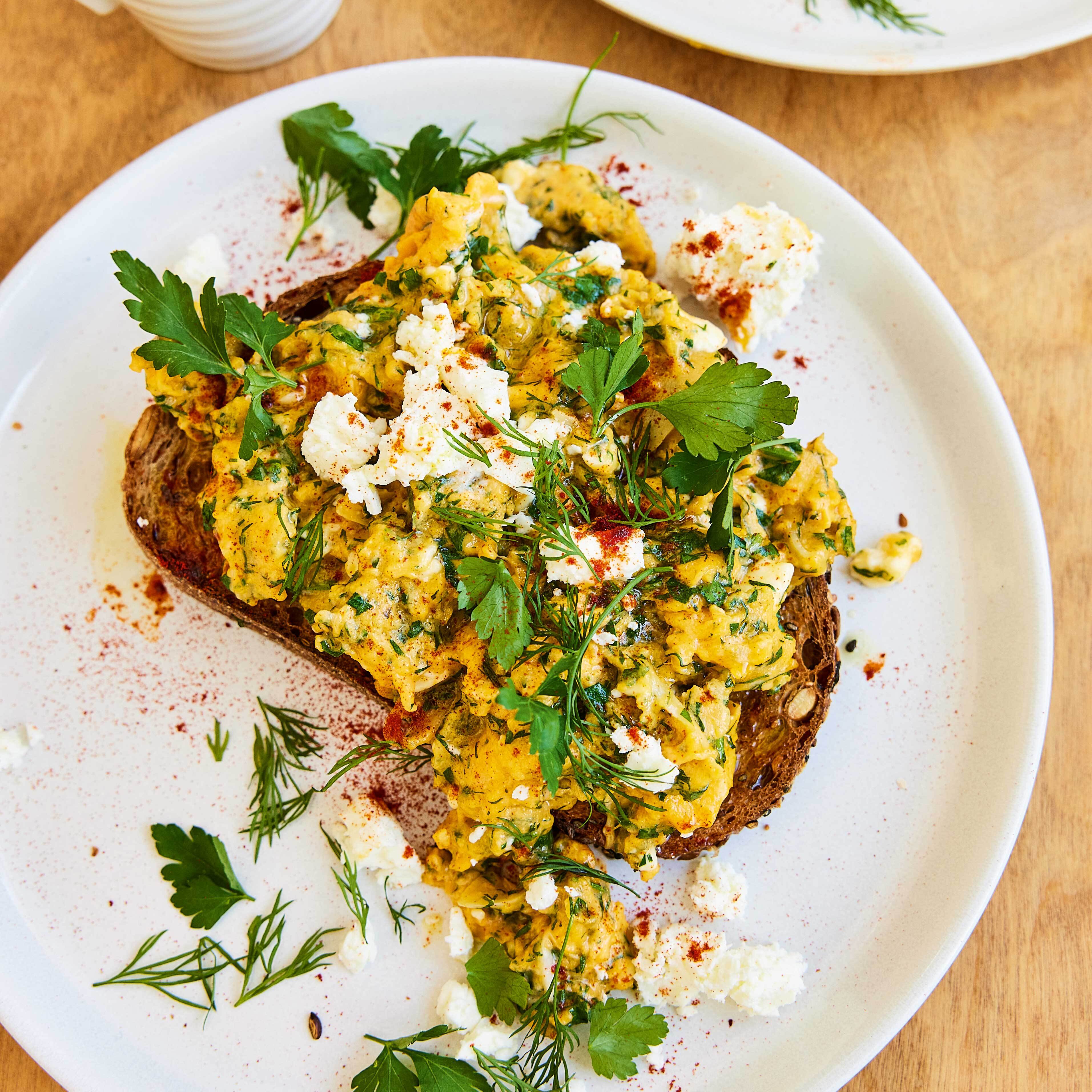 Herby Feta Scrambled Eggs