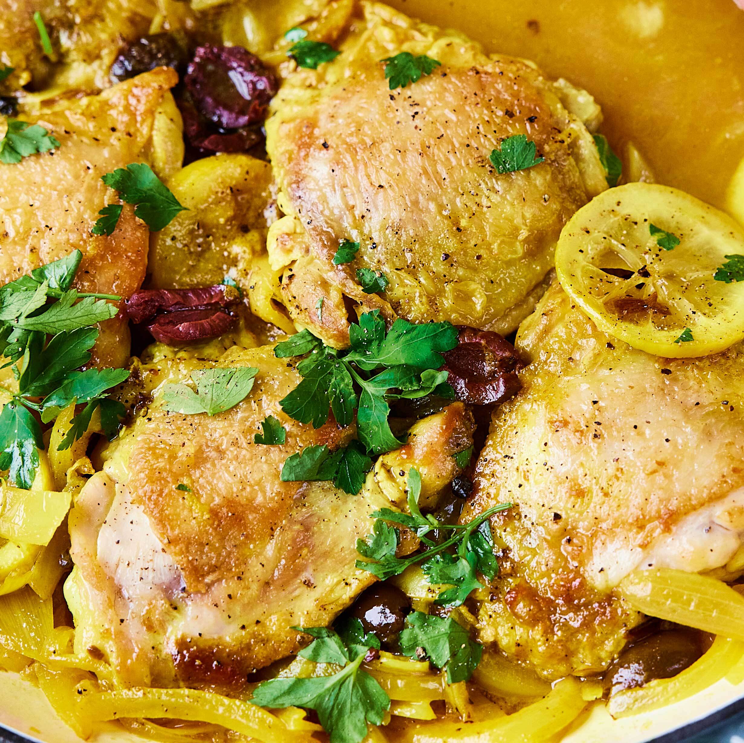 Lemony Olive Braised Chicken