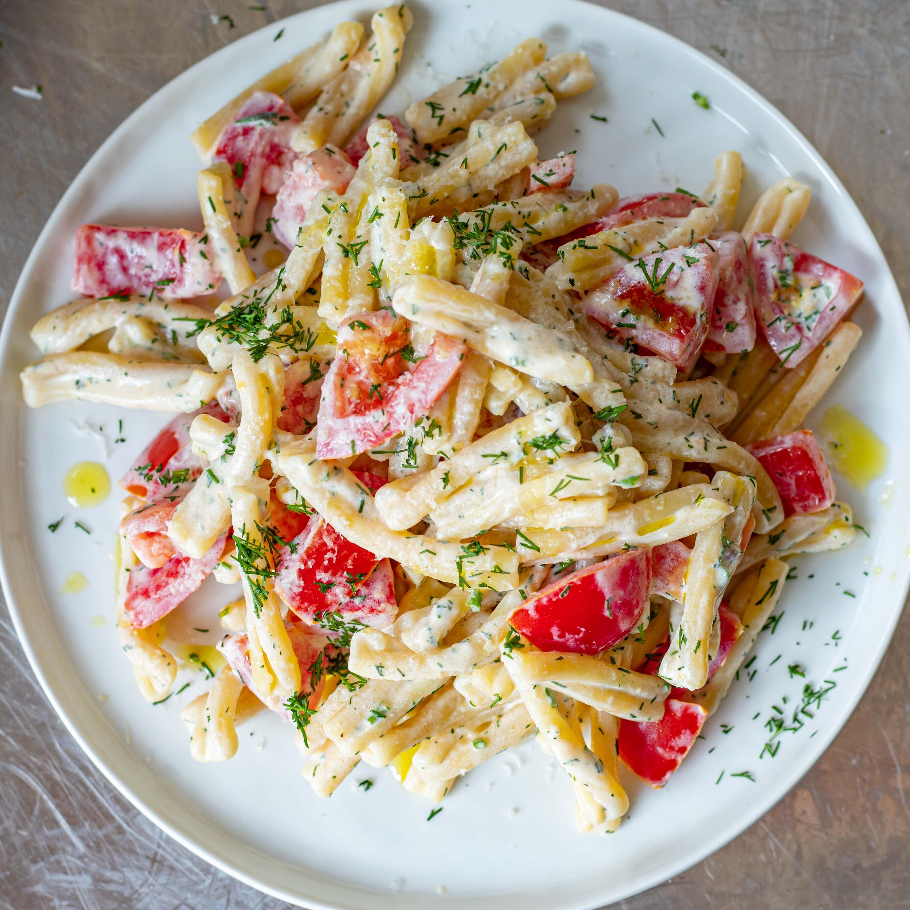 Marinated Tomato and Ricotta Casarecce