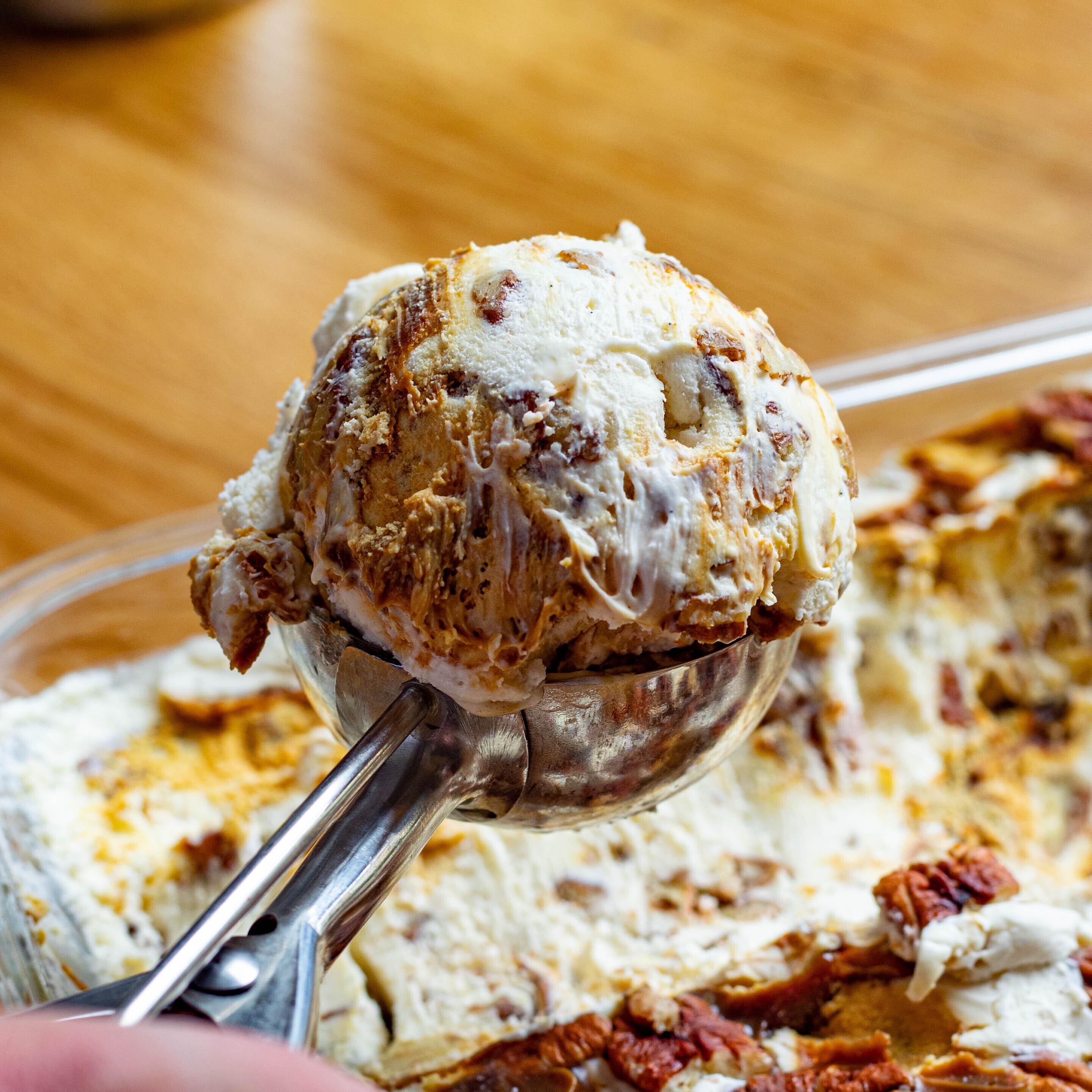 No Churn Ice Cream With Miso Cinnamon Caramel Swirl