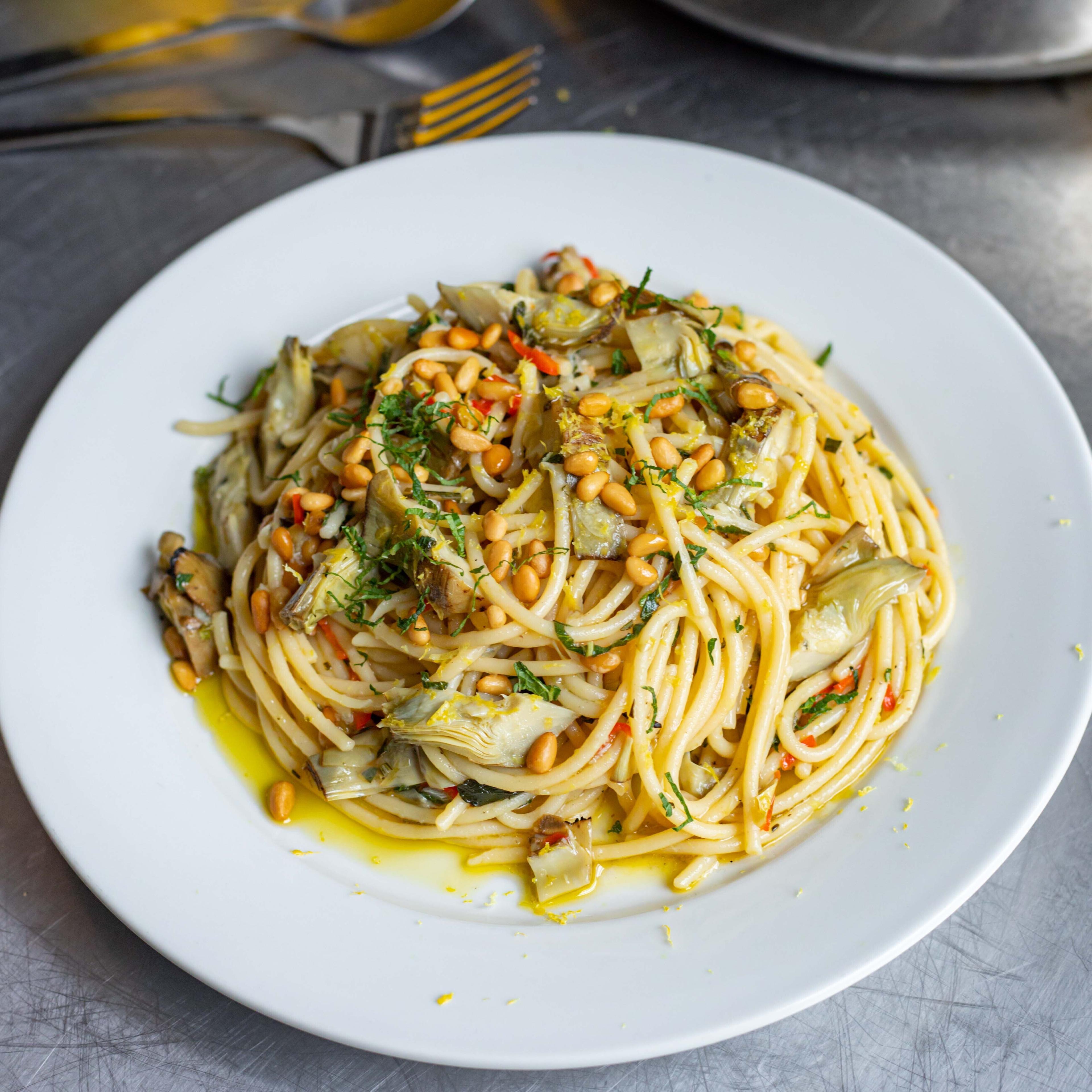 Artichoke and Pine Nut Pasta