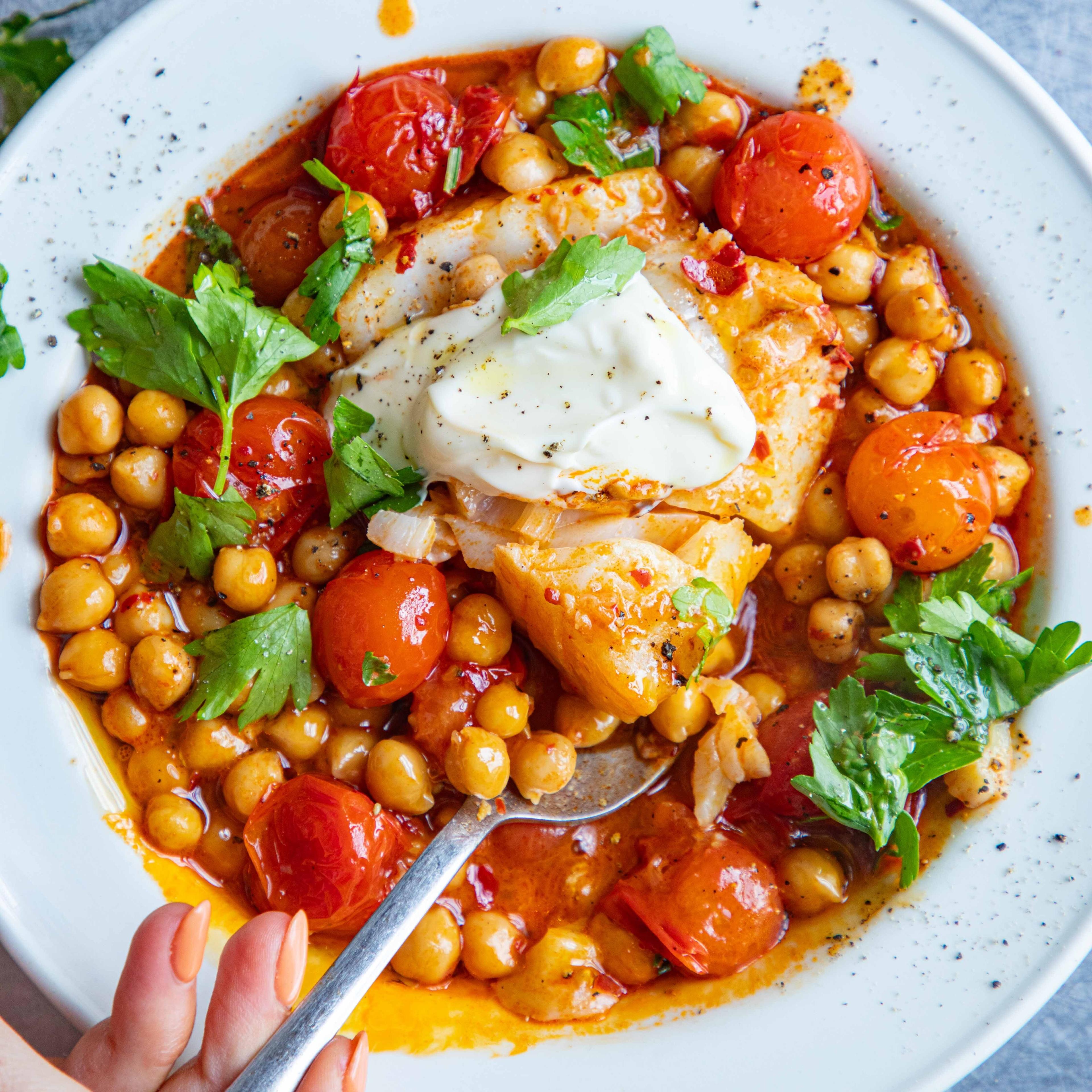 Harissa Cod Chickpeas