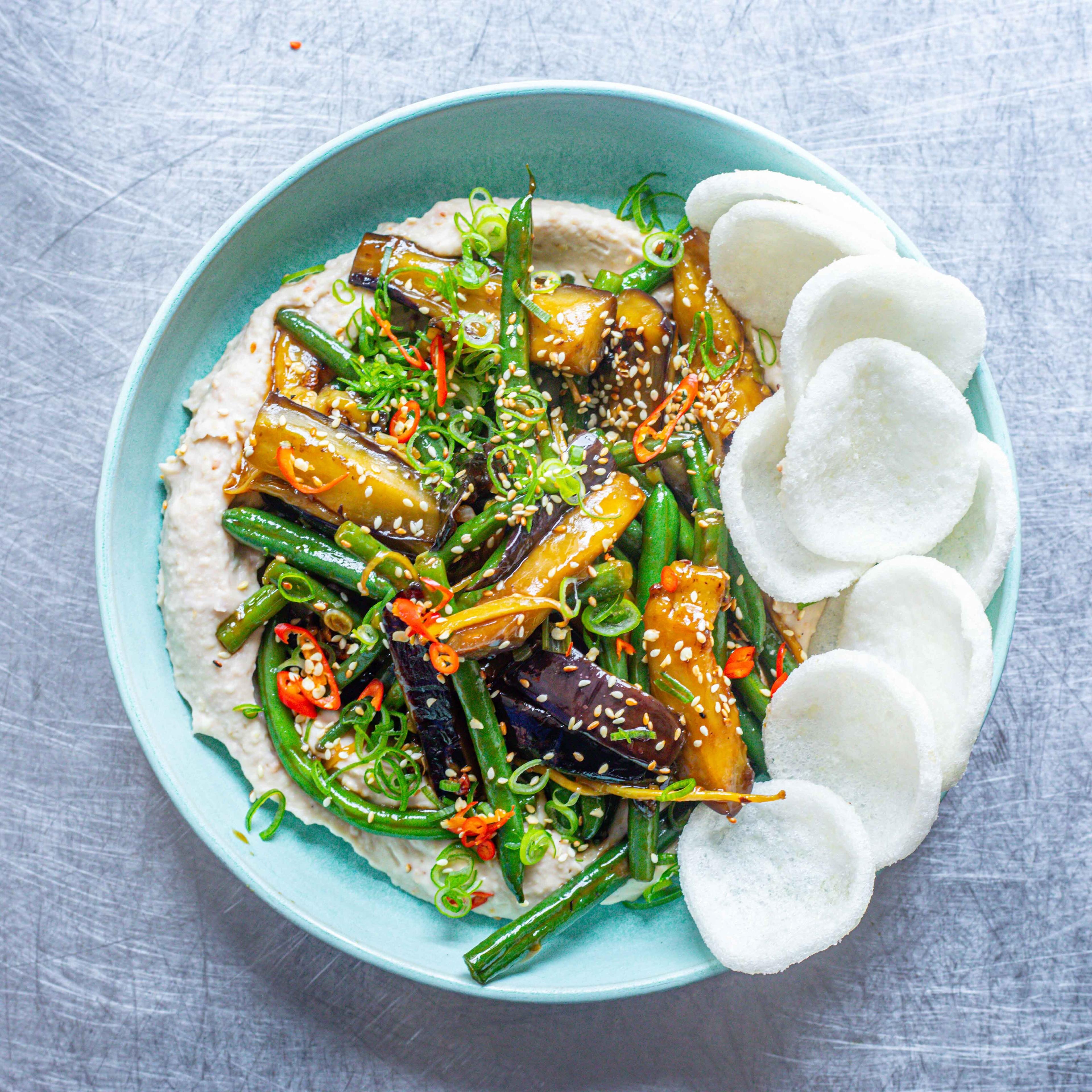 Numbing Aubergine White Bean Bowl