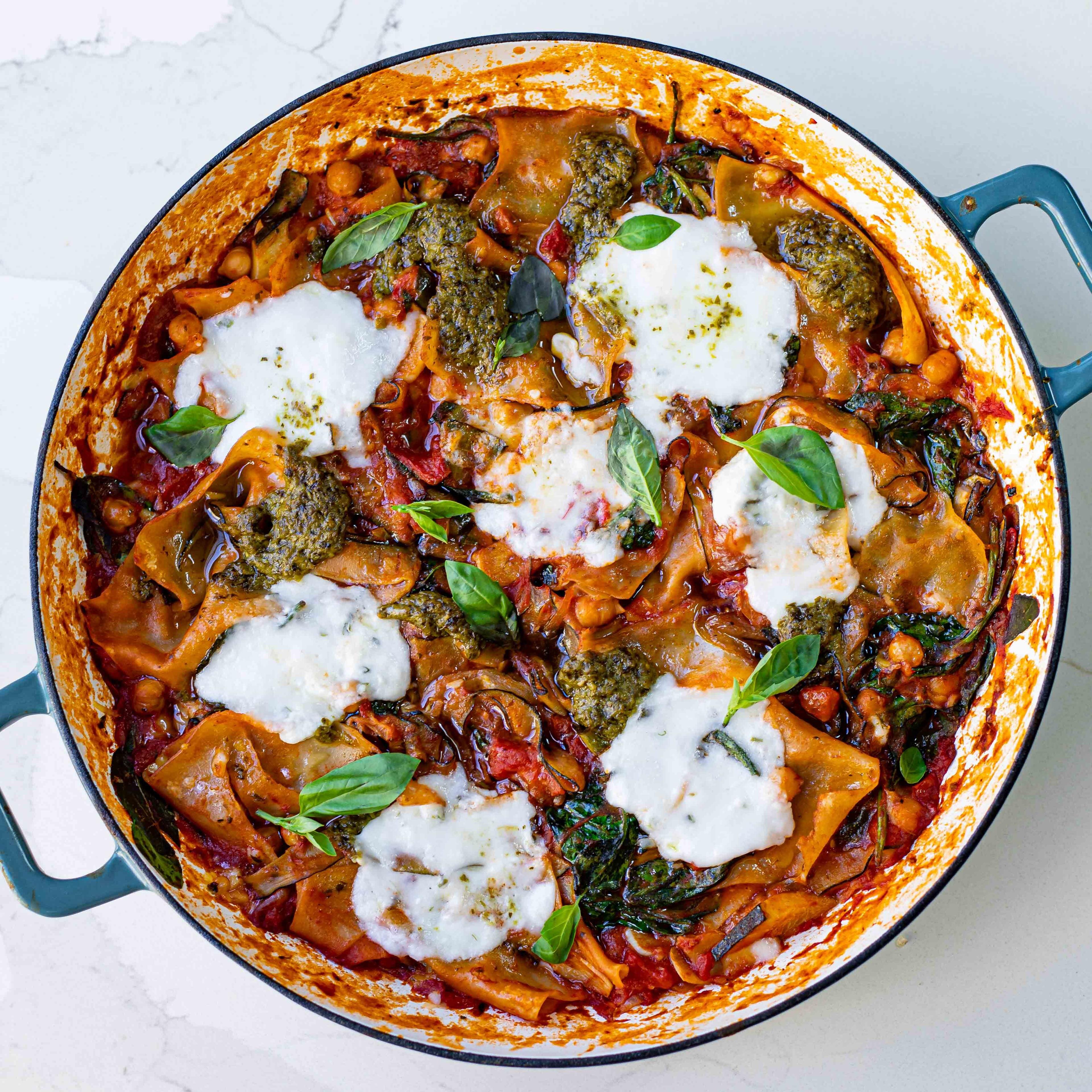 One Pan Courgette Pesto Lasagne