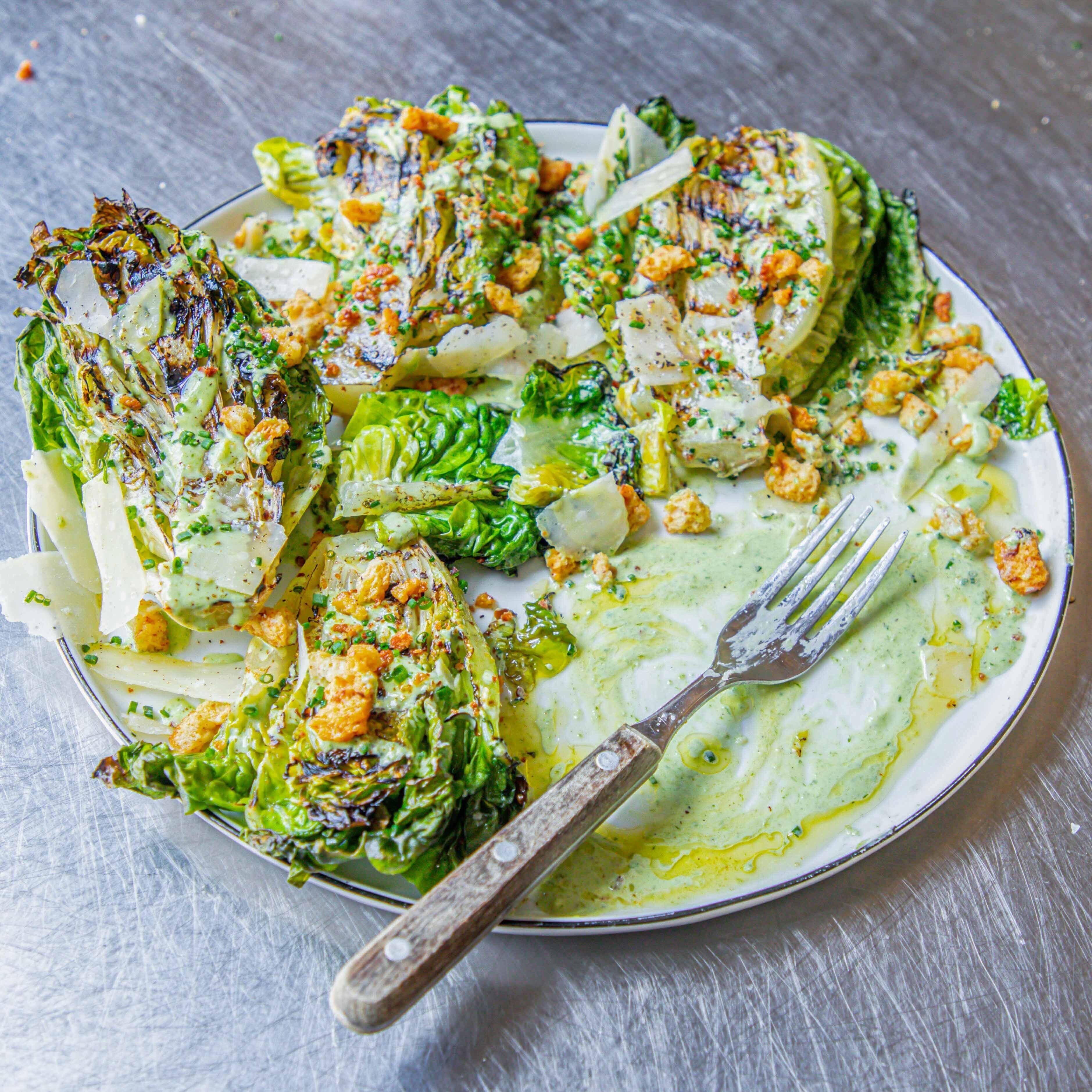 Smoky Grilled Lettuce Caesar Salad