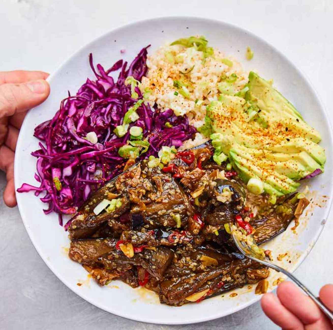 Sticky Aubergine Rice Bowl Recipe