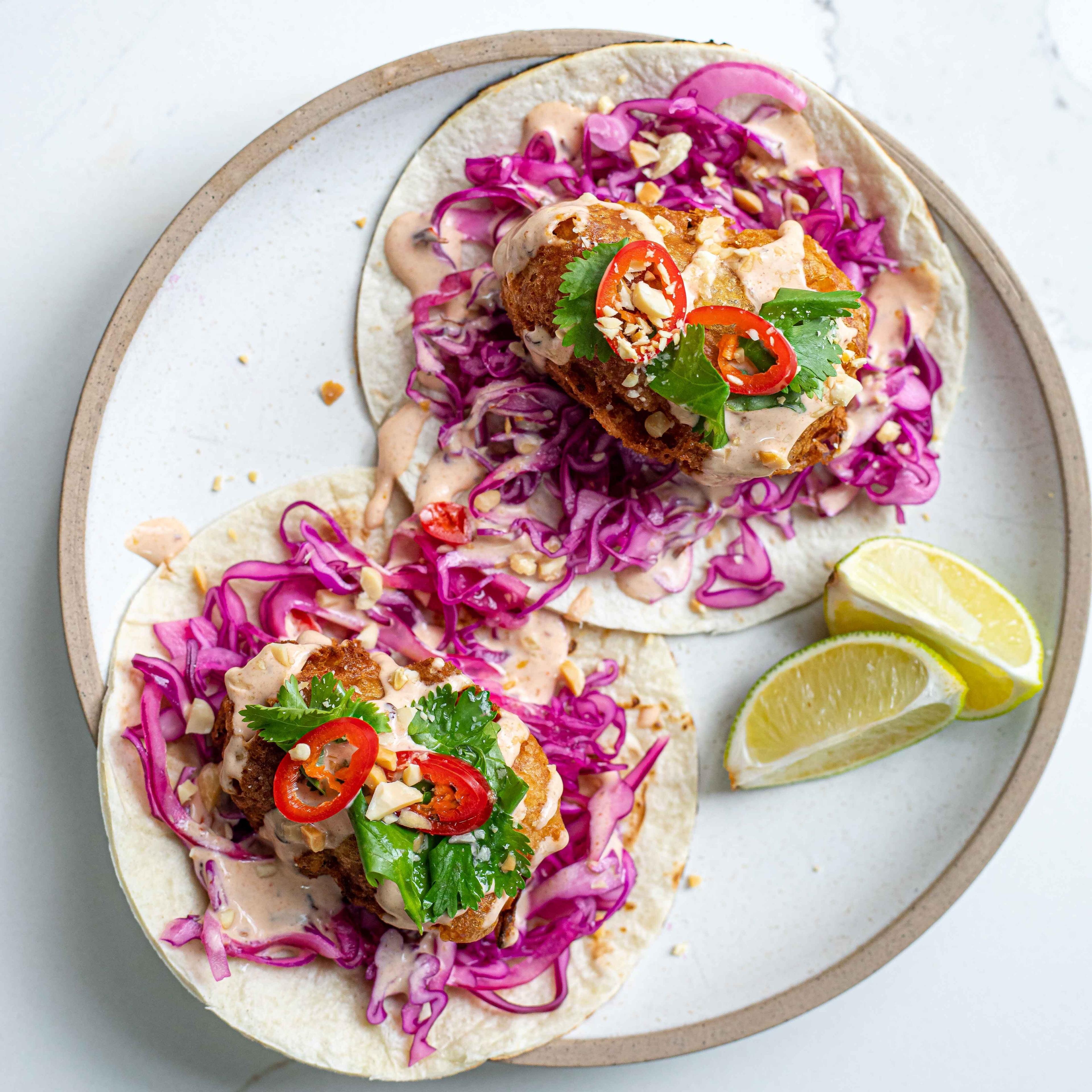 Beer Battered Vegan Fish Tacos