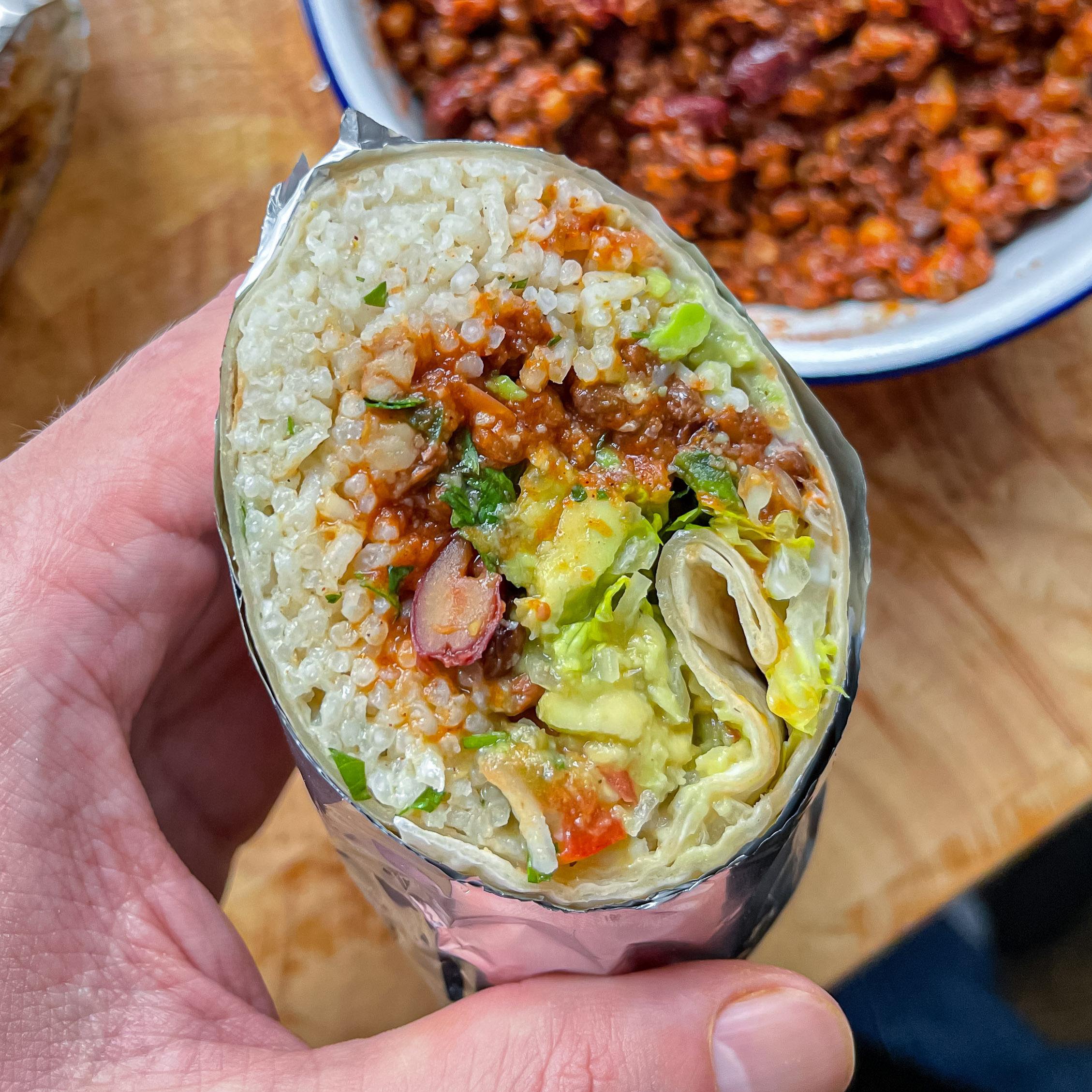 Cajun Lentil Burritos