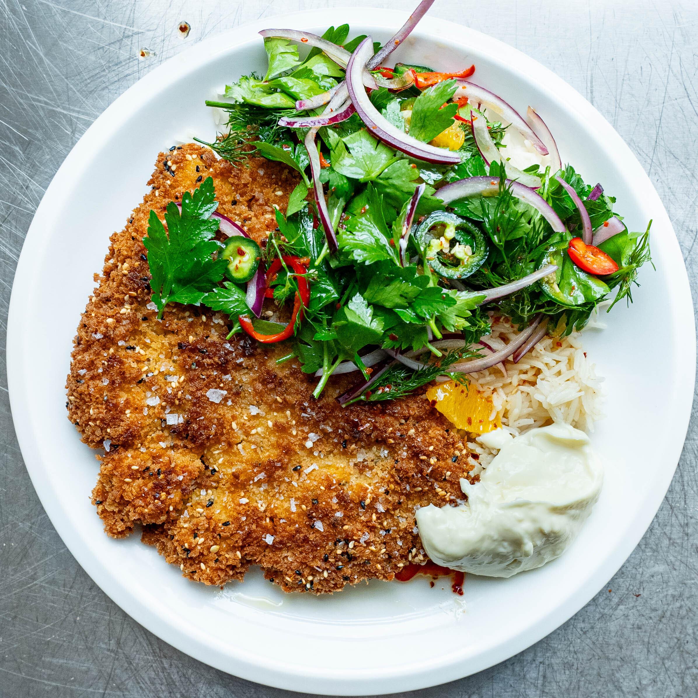 Cod Milanese With Chilli Orange Dressing