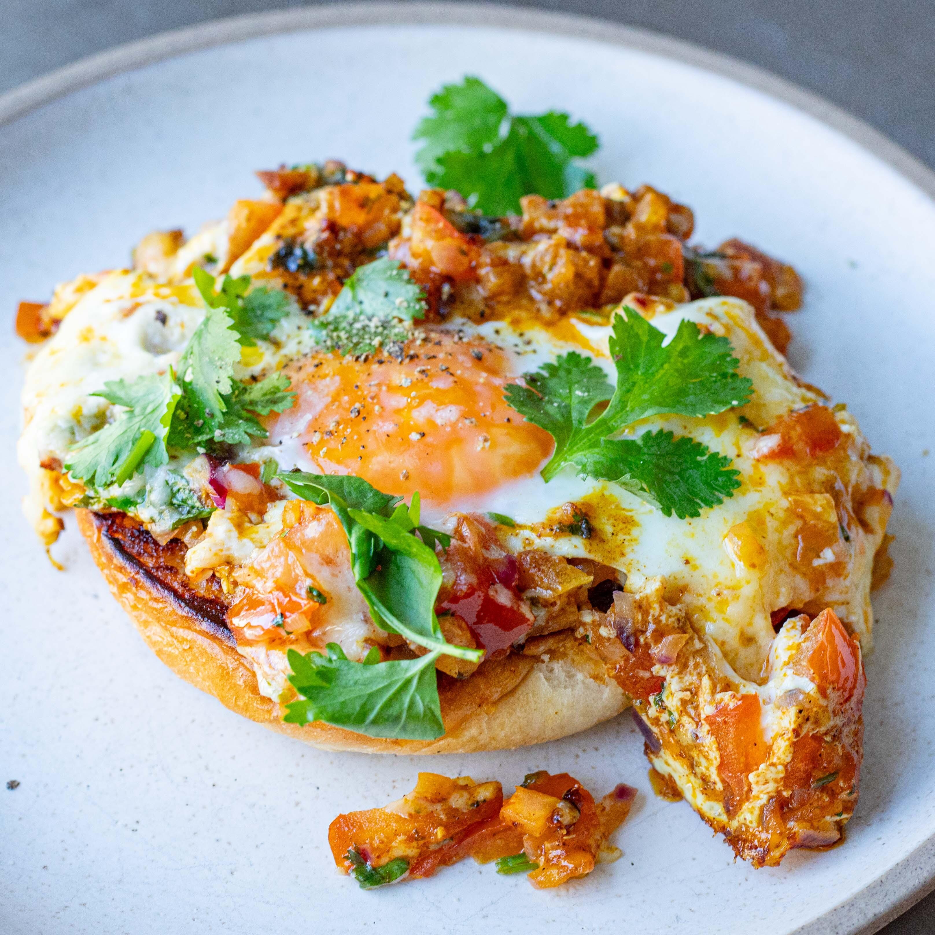 Masala Fried Eggs Cheese Toast