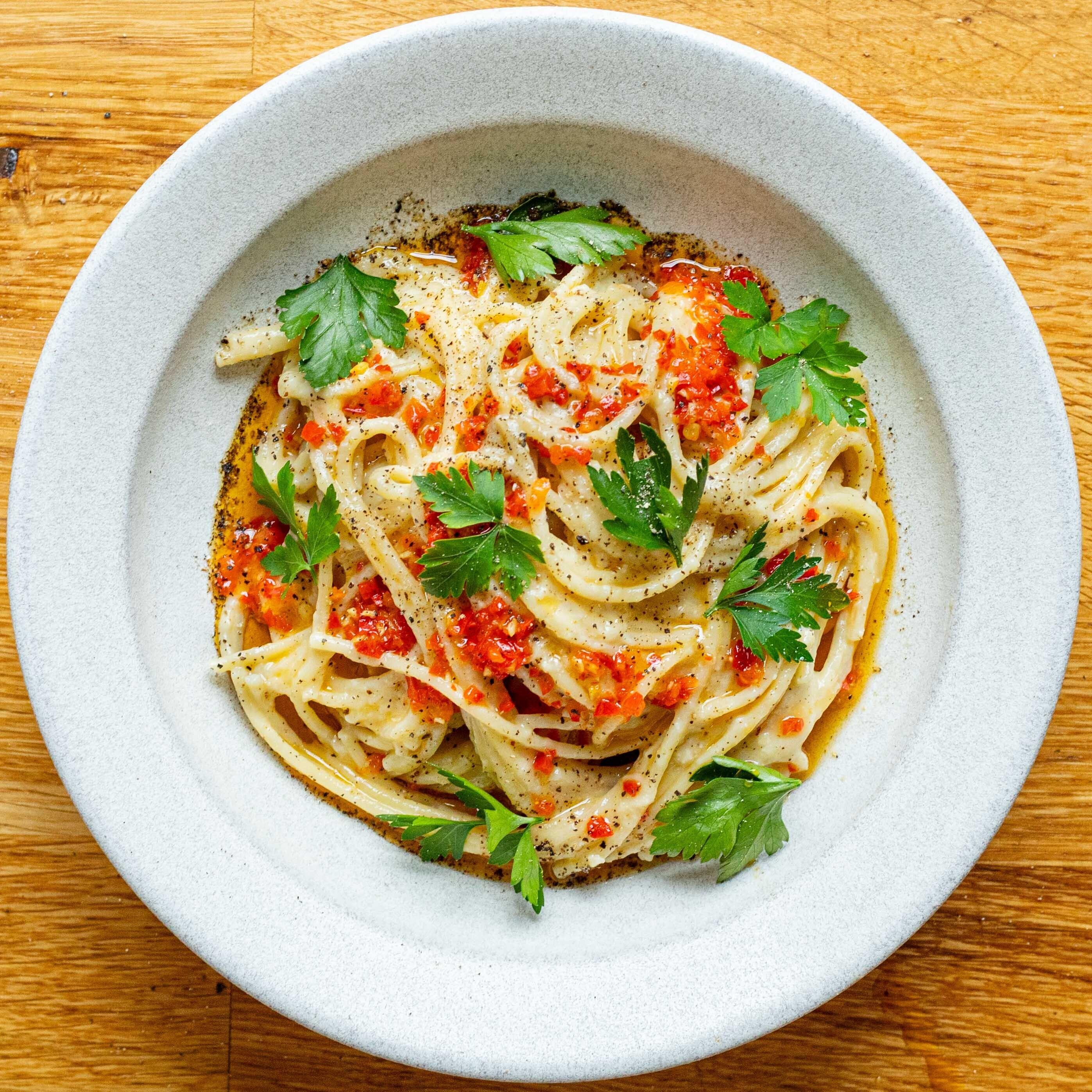 Melted Leek Pesto Pasta