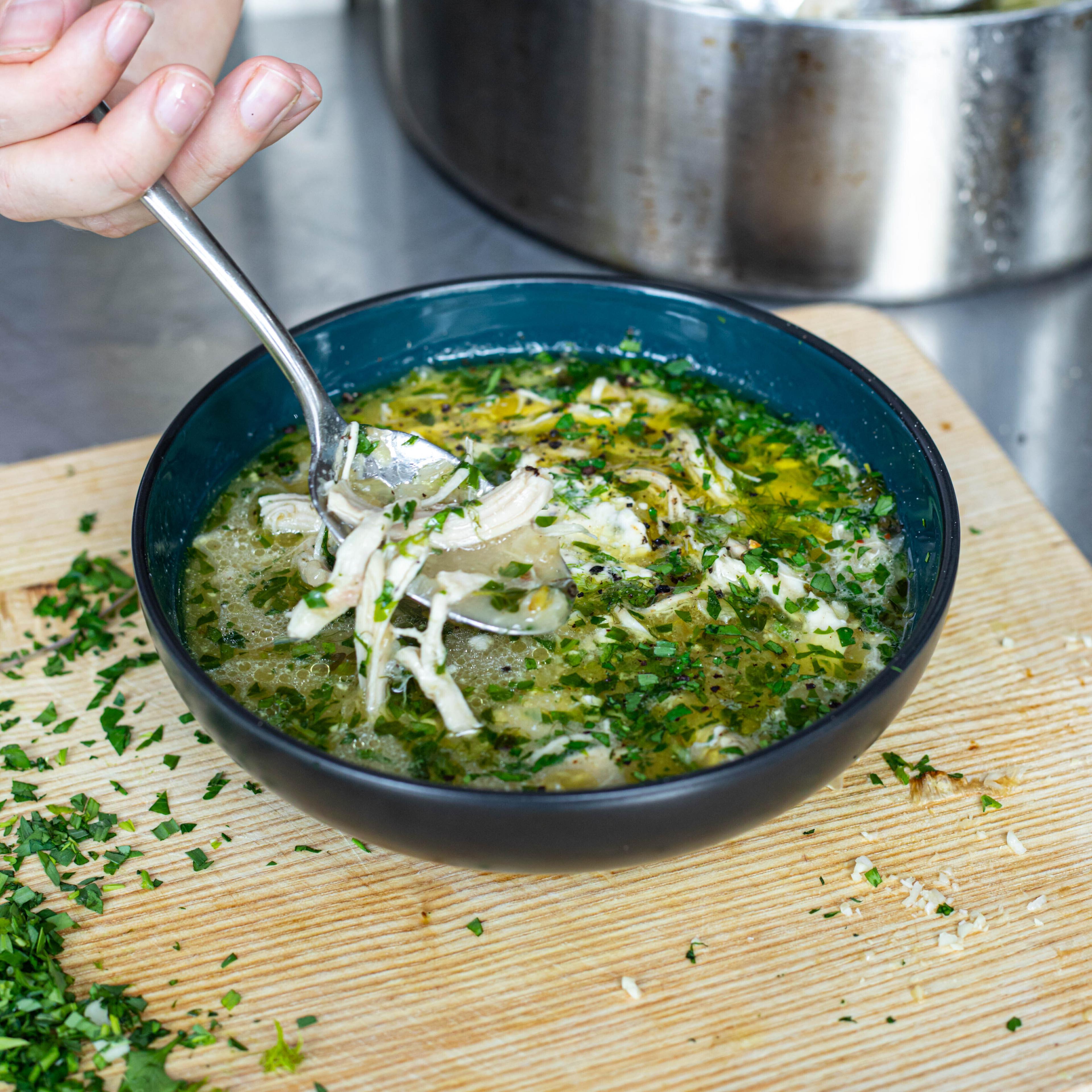 Roasted Garlic Chicken Soup