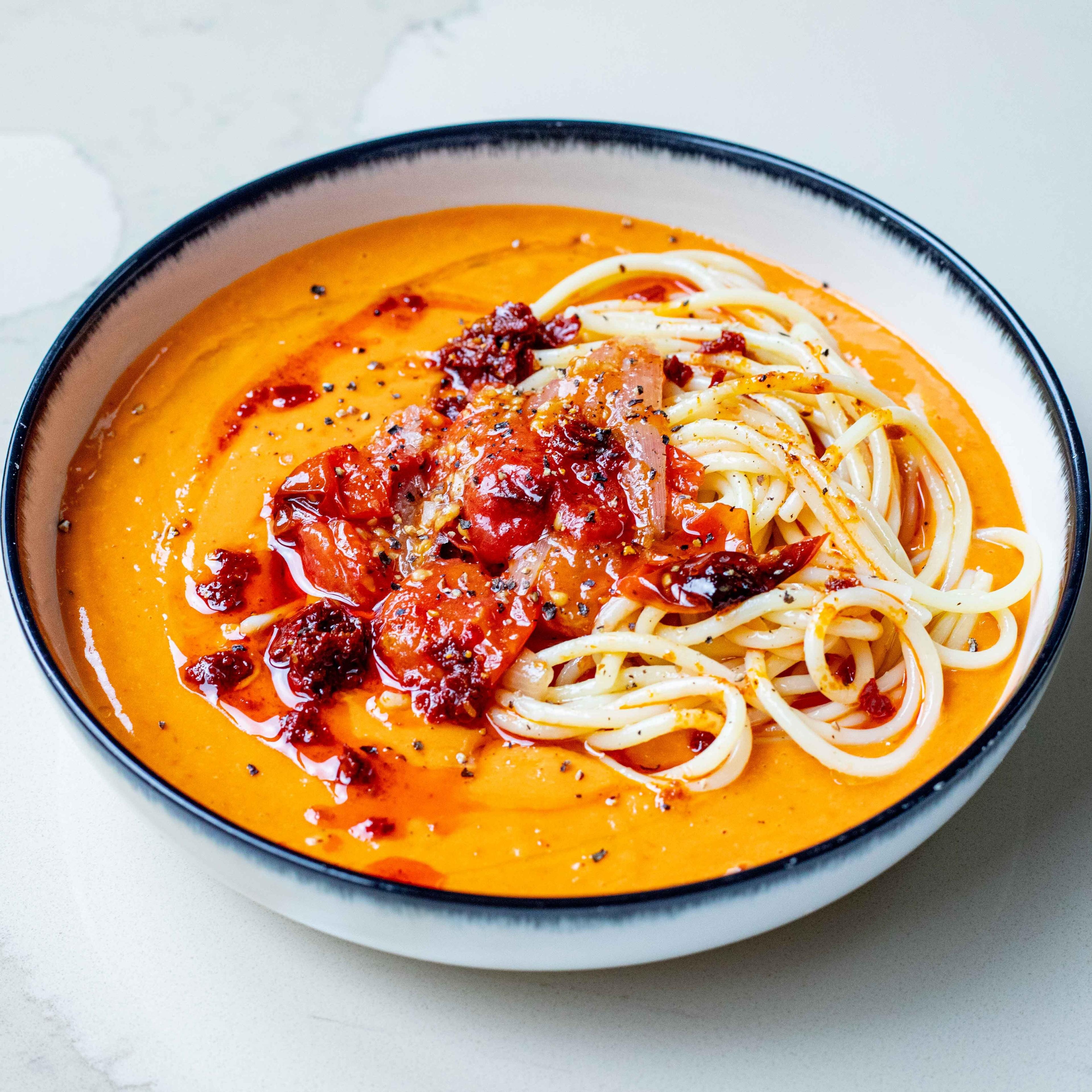 Roasted Tomato Spaghetti Soup