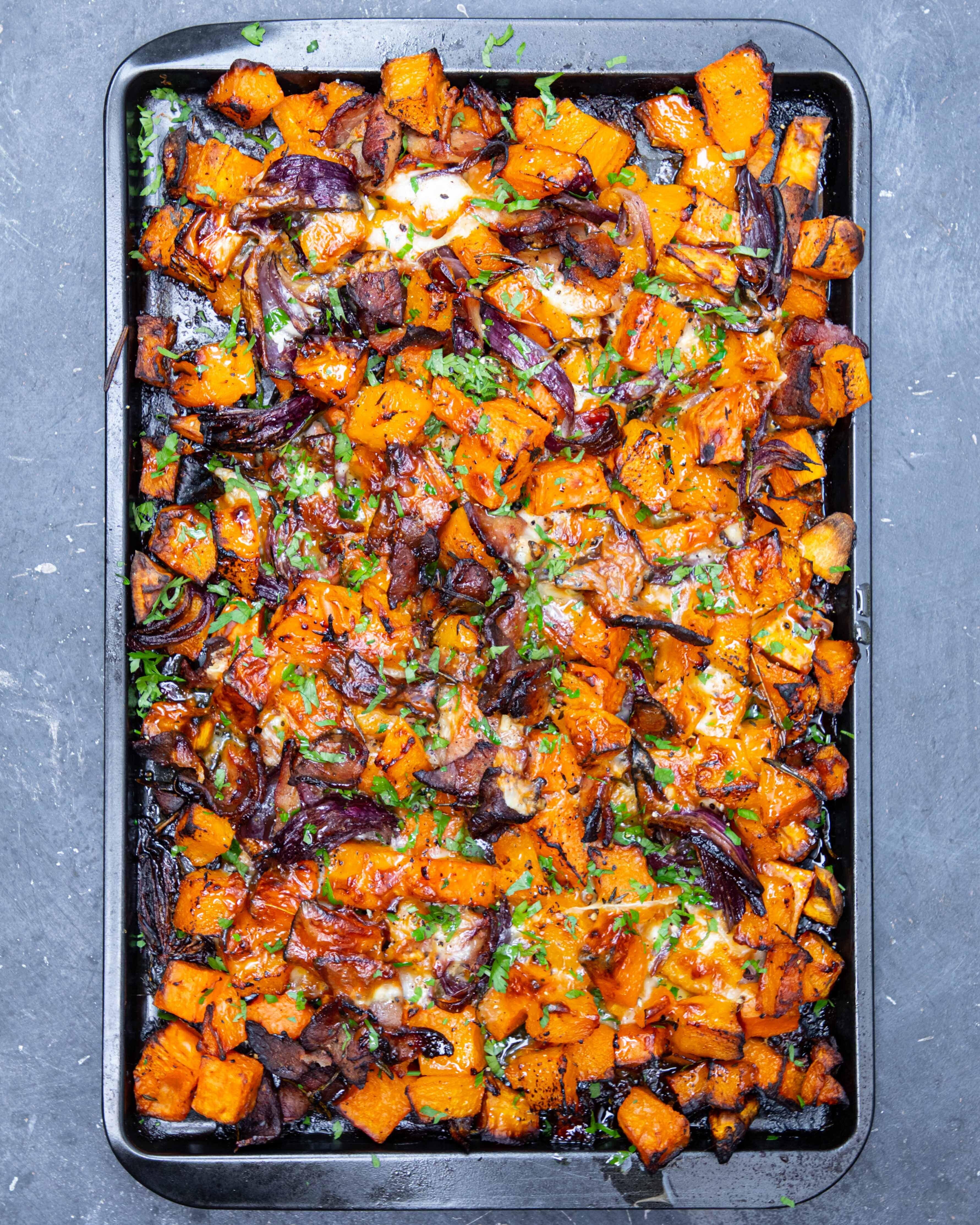 Sweet Potato Bacon Traybake