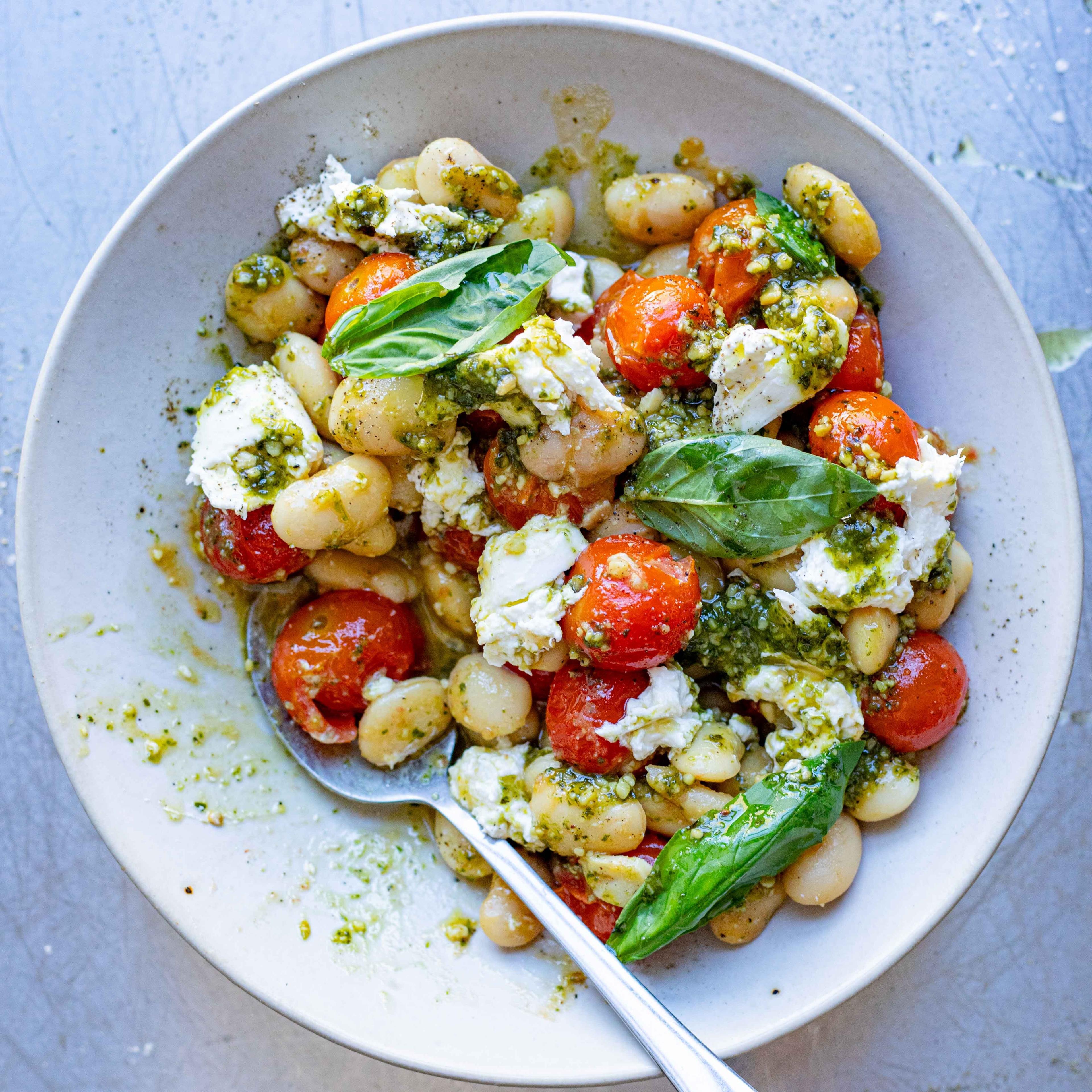 Warm Caprese Butter Bean Salad