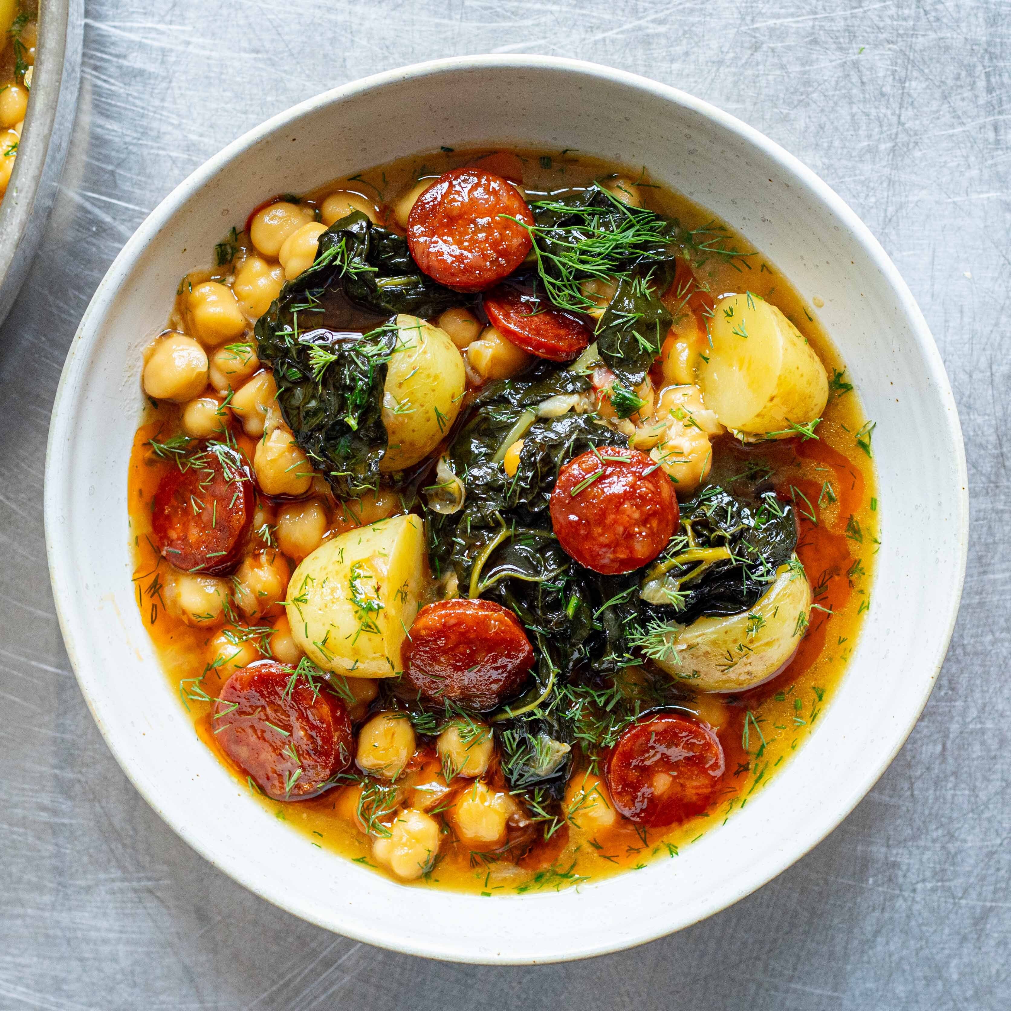 Braised Chickpeas With Chorizo Cavolo Nero