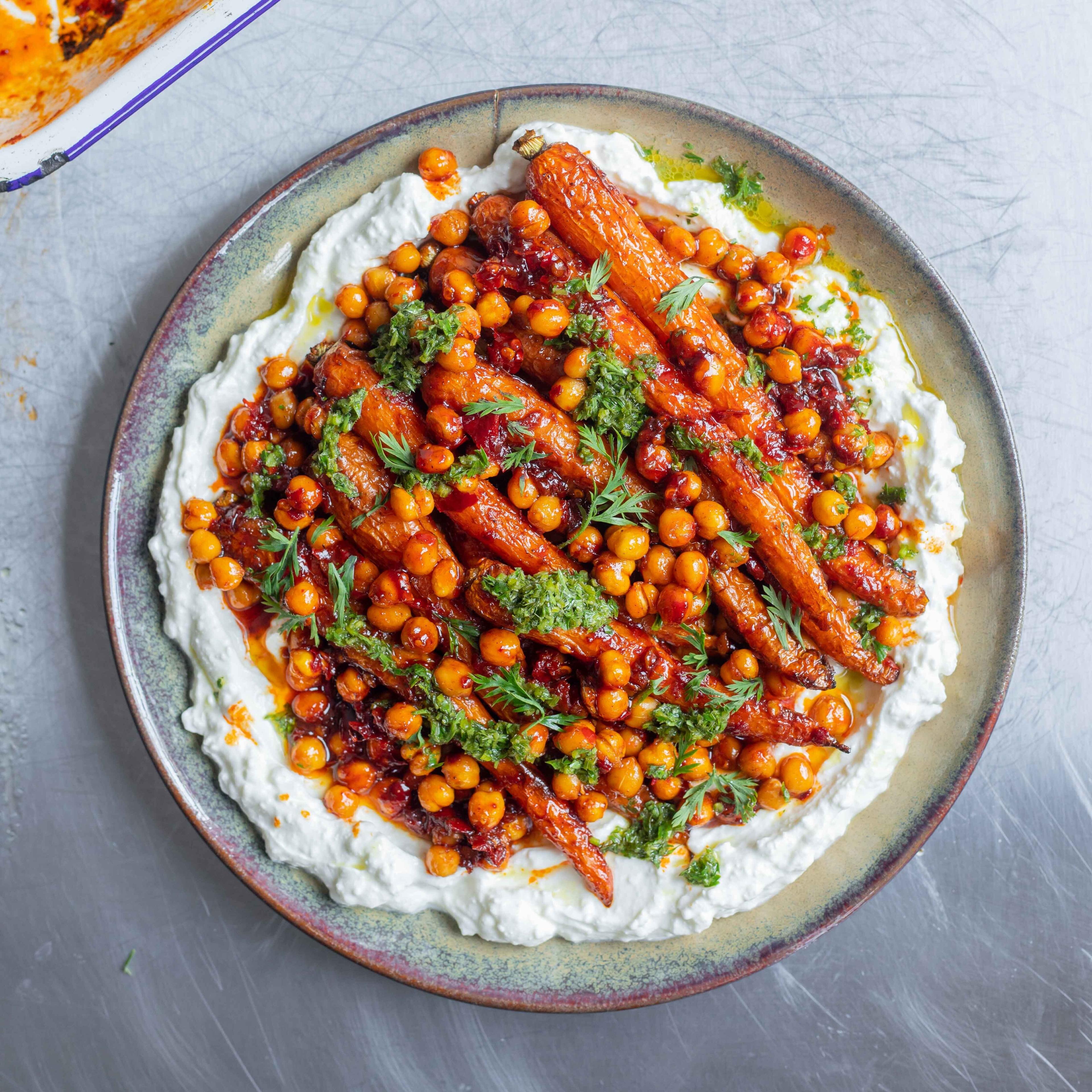 Honey Harissa Carrots With Whipped Feta